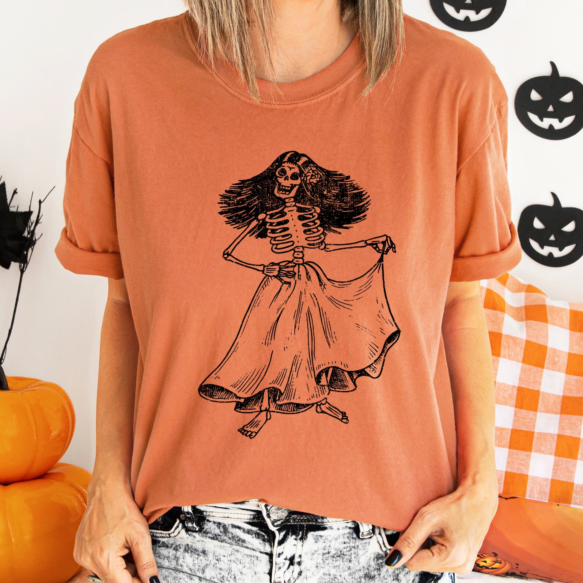 Day Of The Dead Retro Halloween Comfort Colors Tee