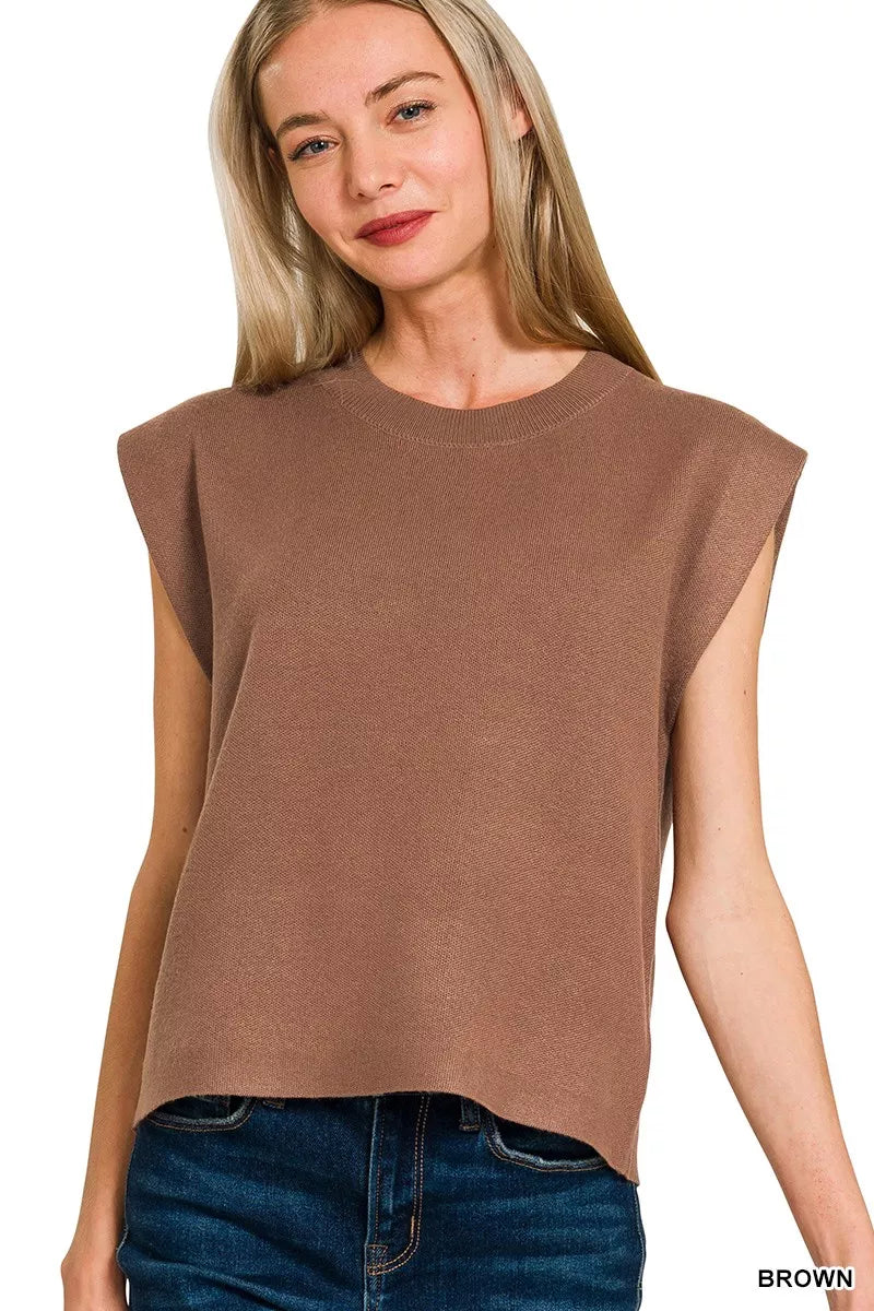 Zenana Round Neck Viscose Sweater Vest