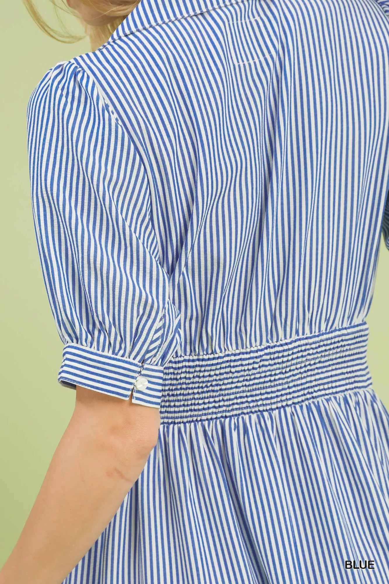 Umgee Striped Midi Dress with Front Zipper