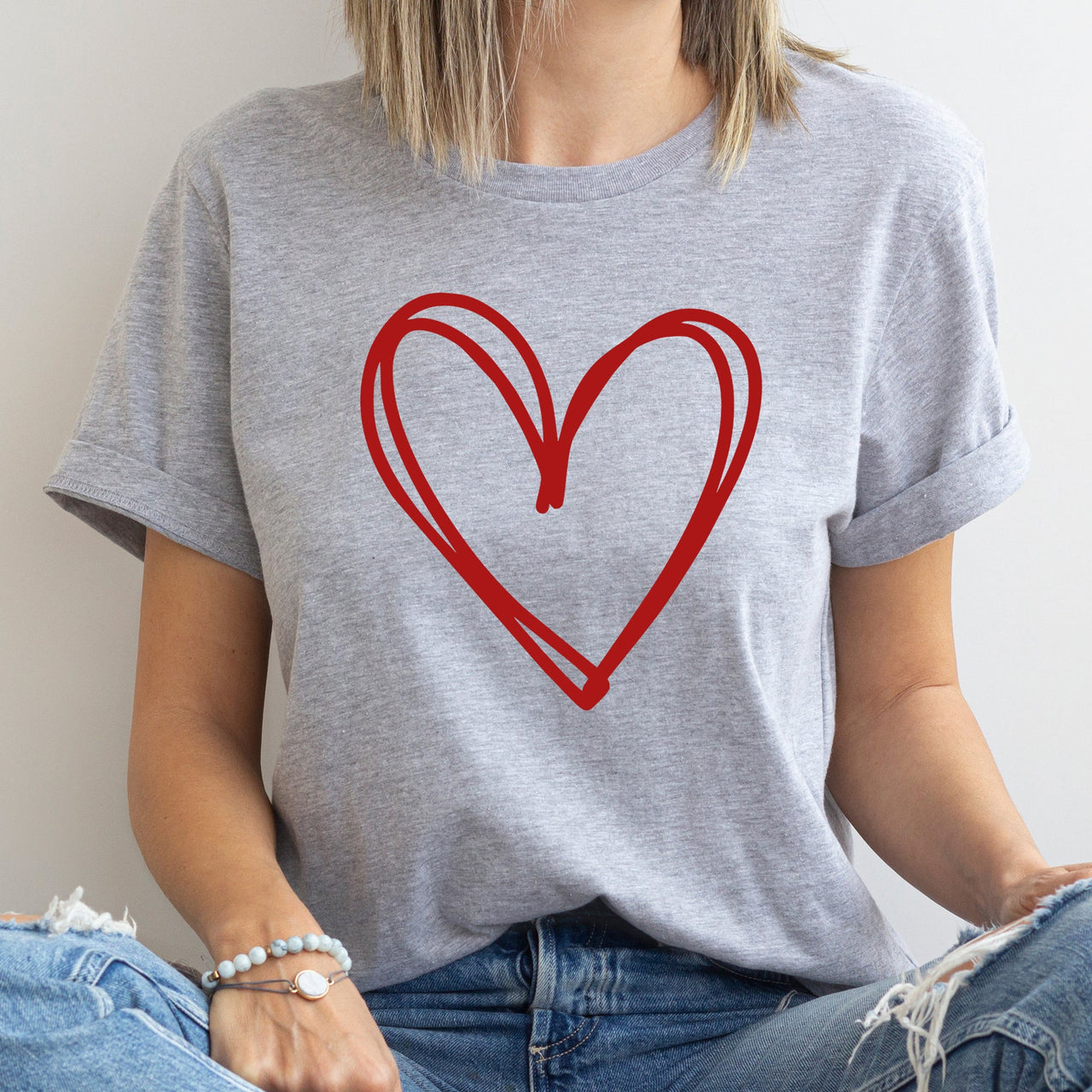 Double Heart Sketch Doodle Love Valentine Theme Hand Drawn Hearts And Expressive Script Typography Graphic Tee