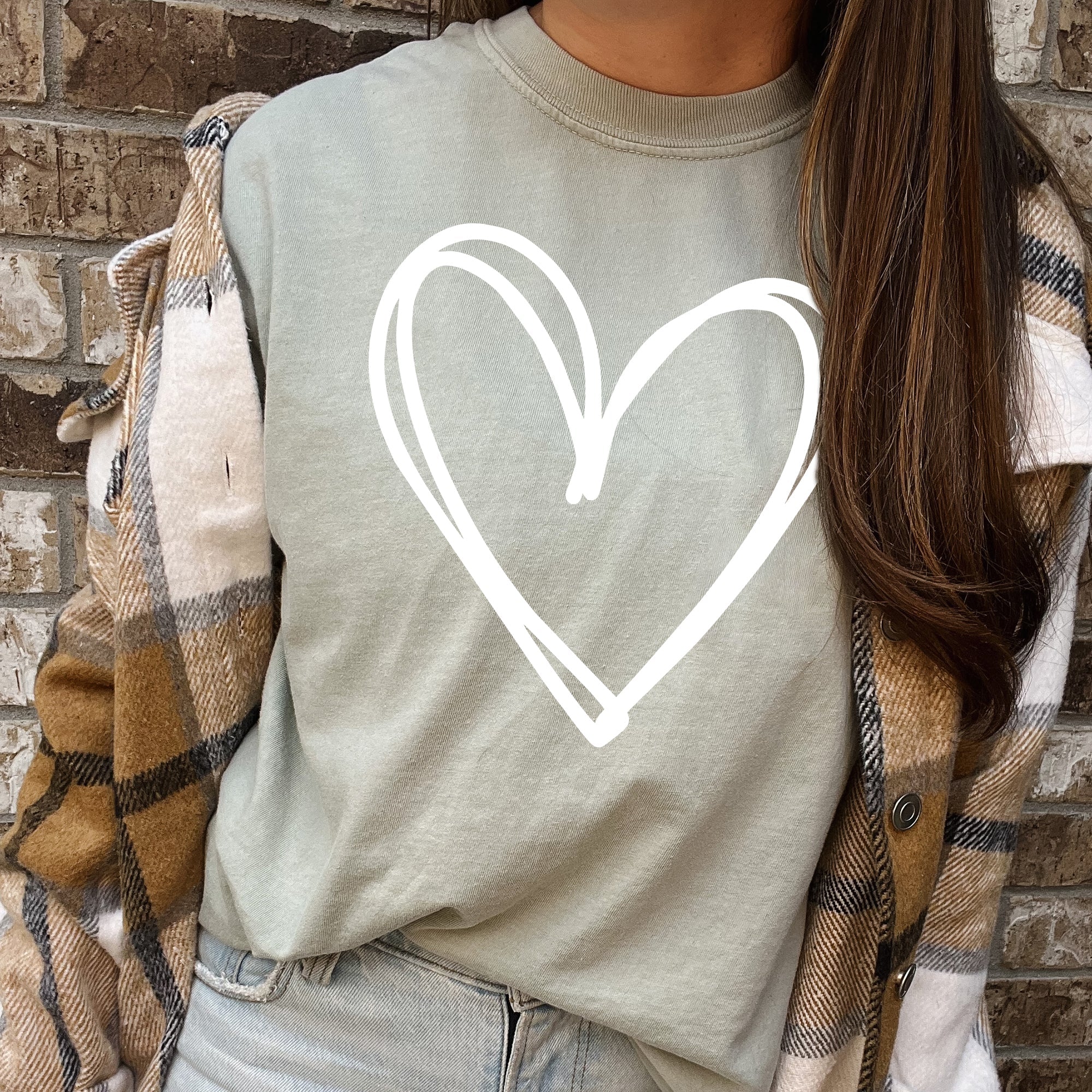 Double Heart Sketch Doodle Love Valentine's Day Edition Premium Soft Comfort Colors Tee