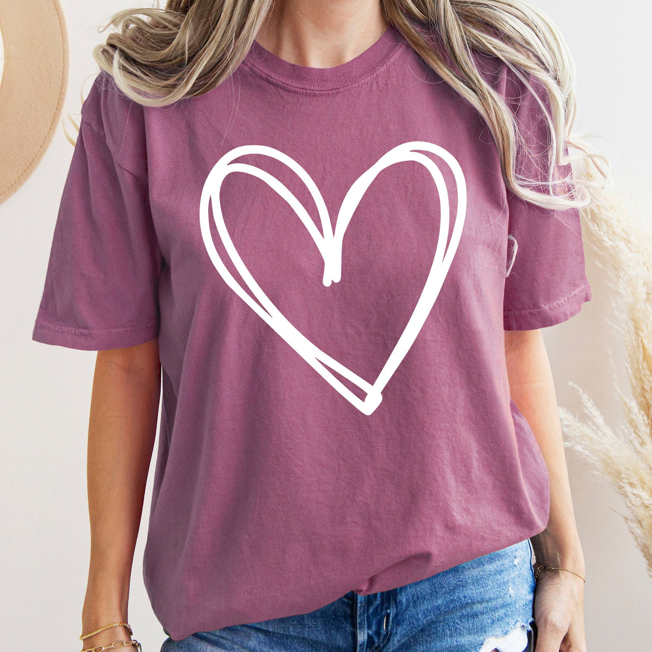 Double Heart Sketch Doodle Love Valentine's Day Edition Premium Soft Comfort Colors Tee