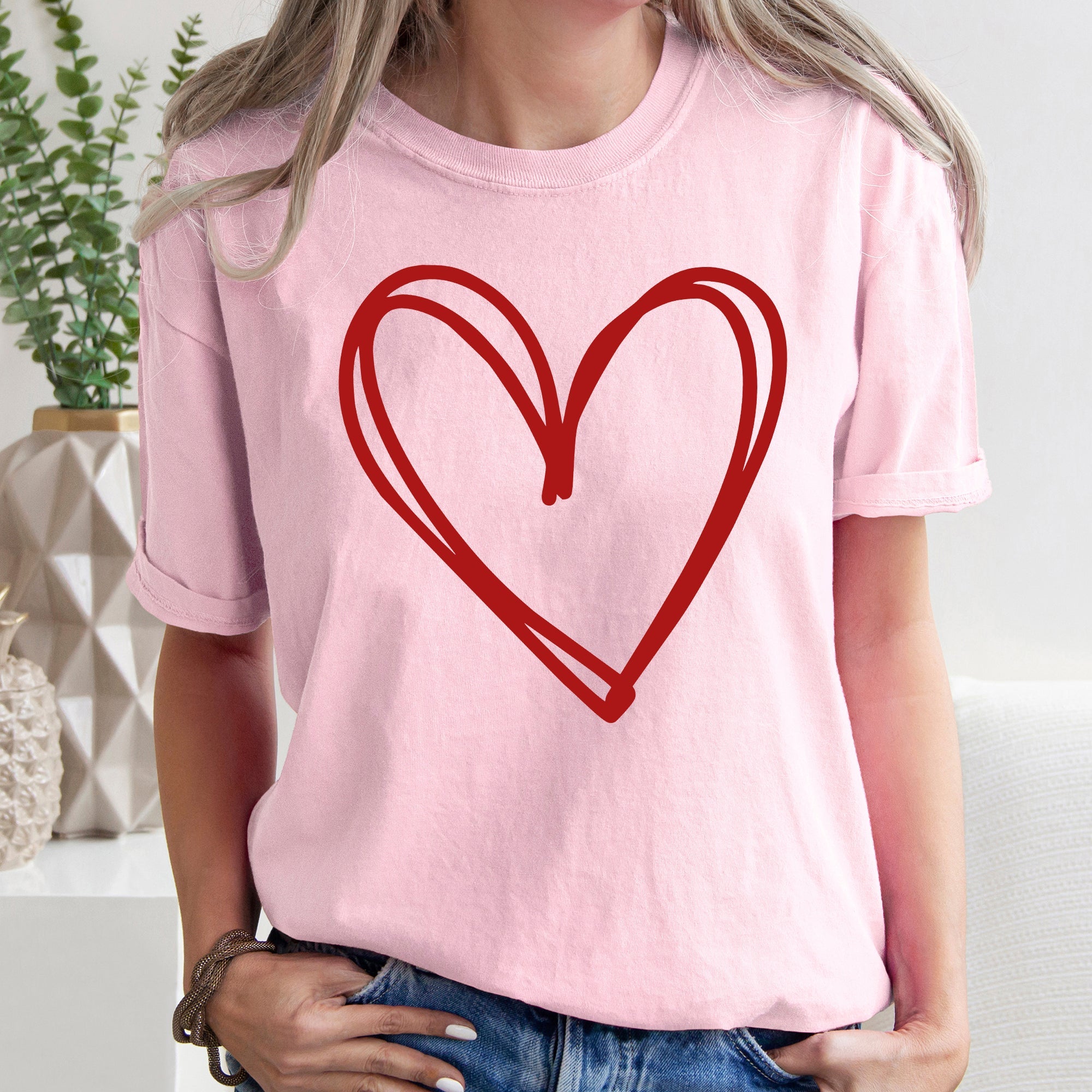 Double Heart Sketch Doodle Love Valentine's Day Edition Premium Soft Comfort Colors Tee