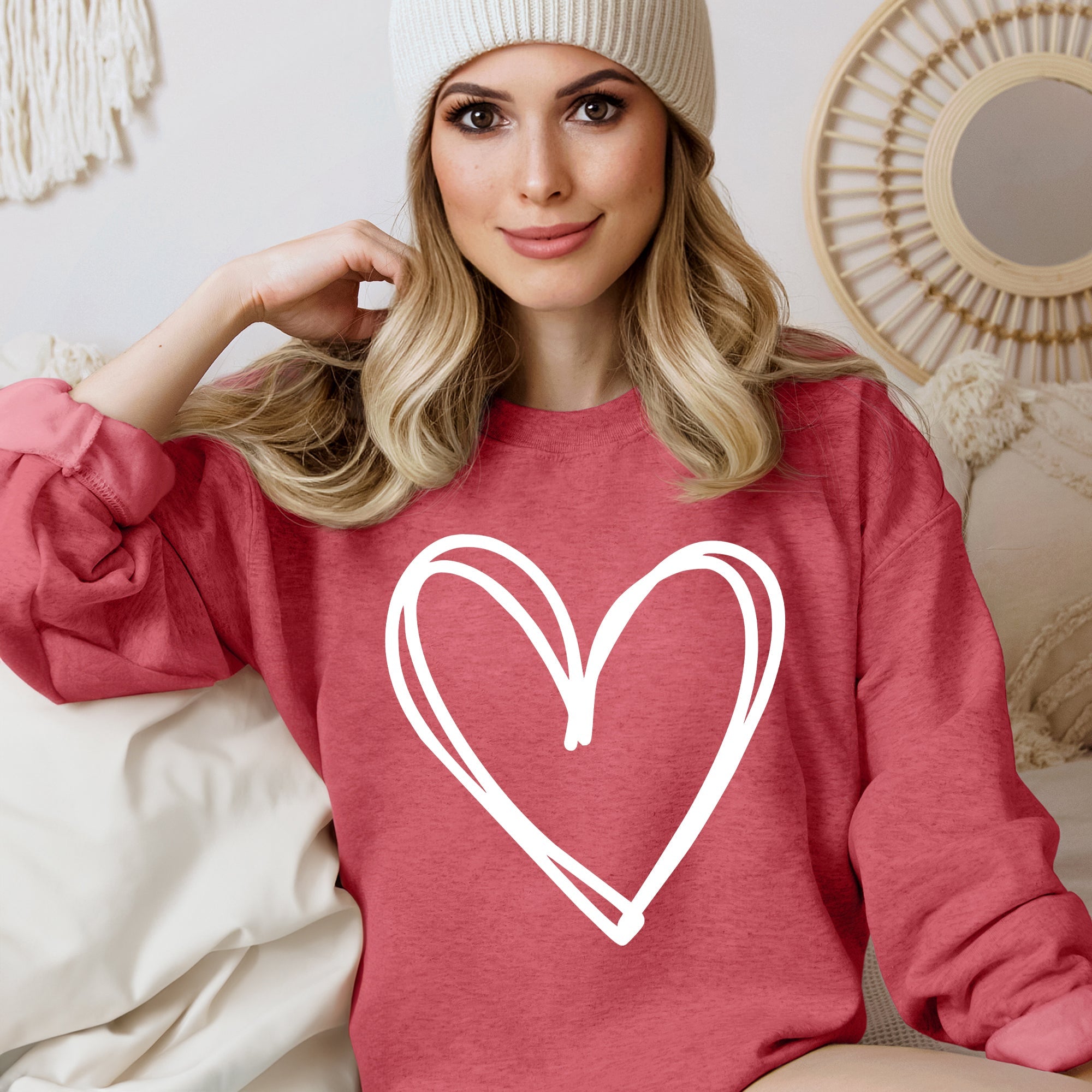 Double Heart Sketch Doodle Love Valentine Themed Cozy Graphic Illustration With Bold Lines And Hearts Sweatshirt