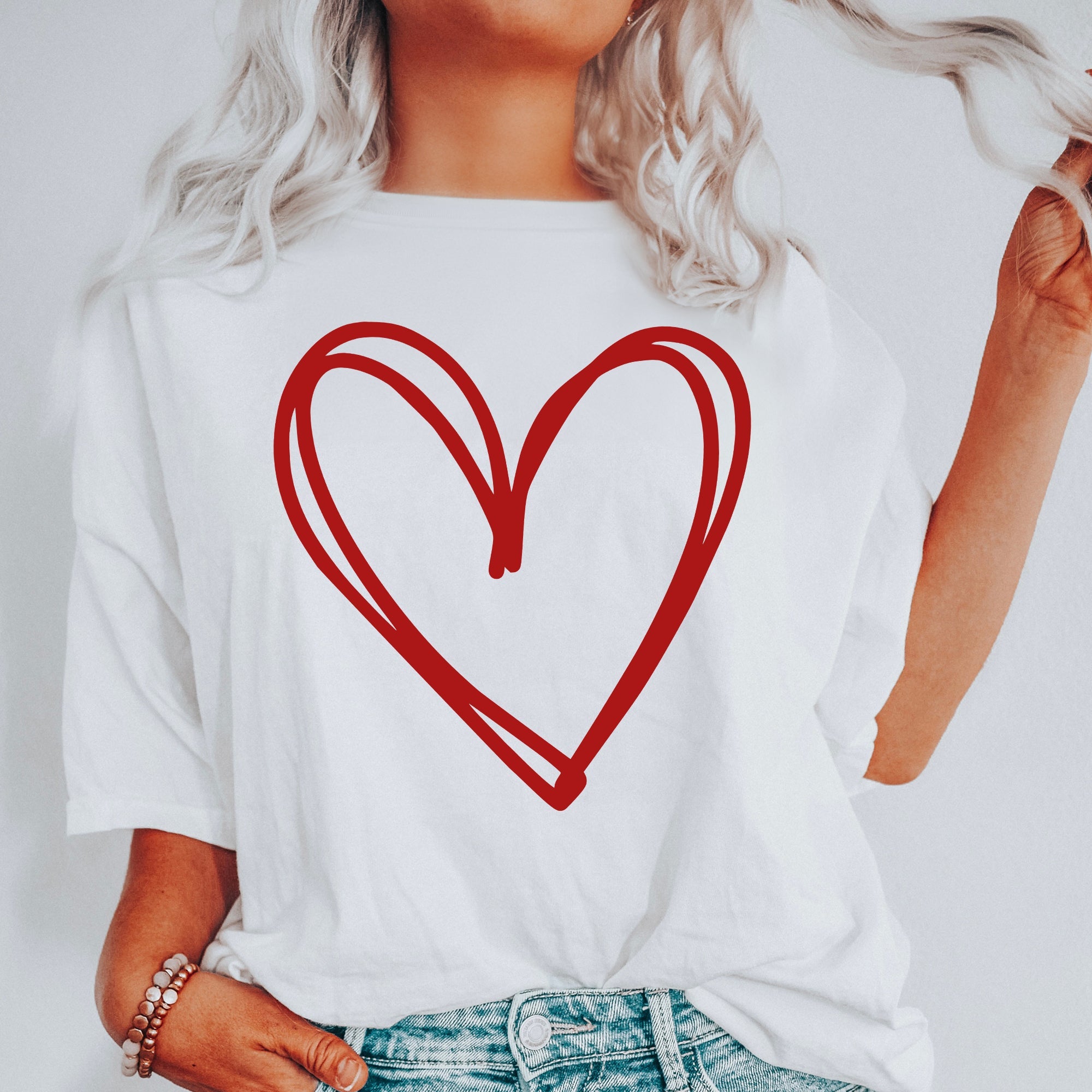 Double Heart Sketch Doodle Love Valentine's Day Edition Premium Soft Comfort Colors Tee