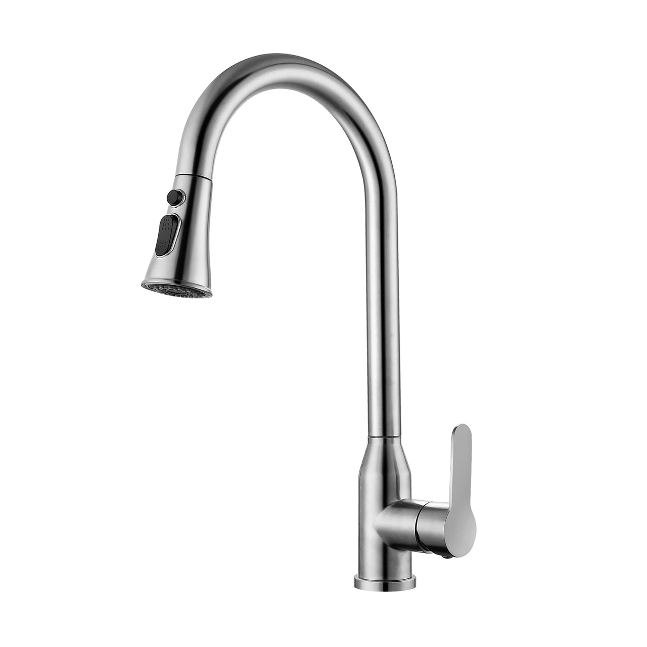Stainless Steel High Arc Kitchen Faucet with Pull Down Sprayer in Brushed Nickel Finish