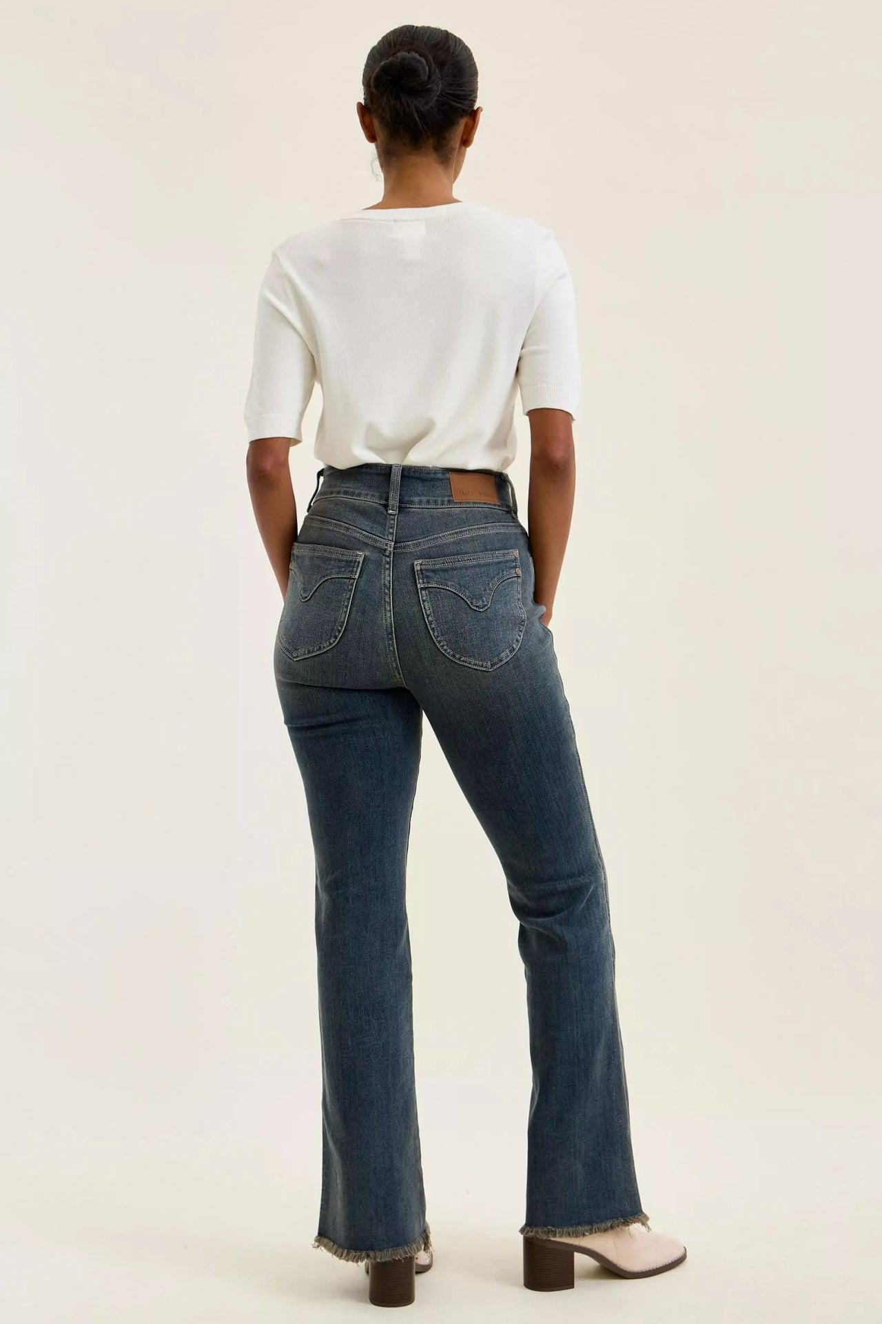 Judy Blue High Waist Double Button Frayed Hem Jeans