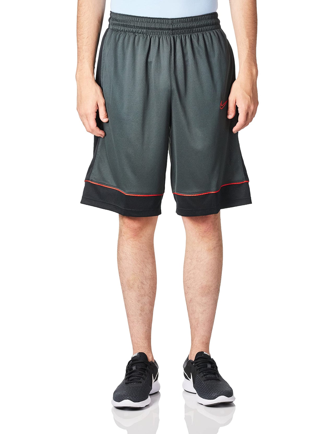Nike Mens Fastbreak Basketball 11 in Shorts Dk Smoke Grey/Black/University Red Medium