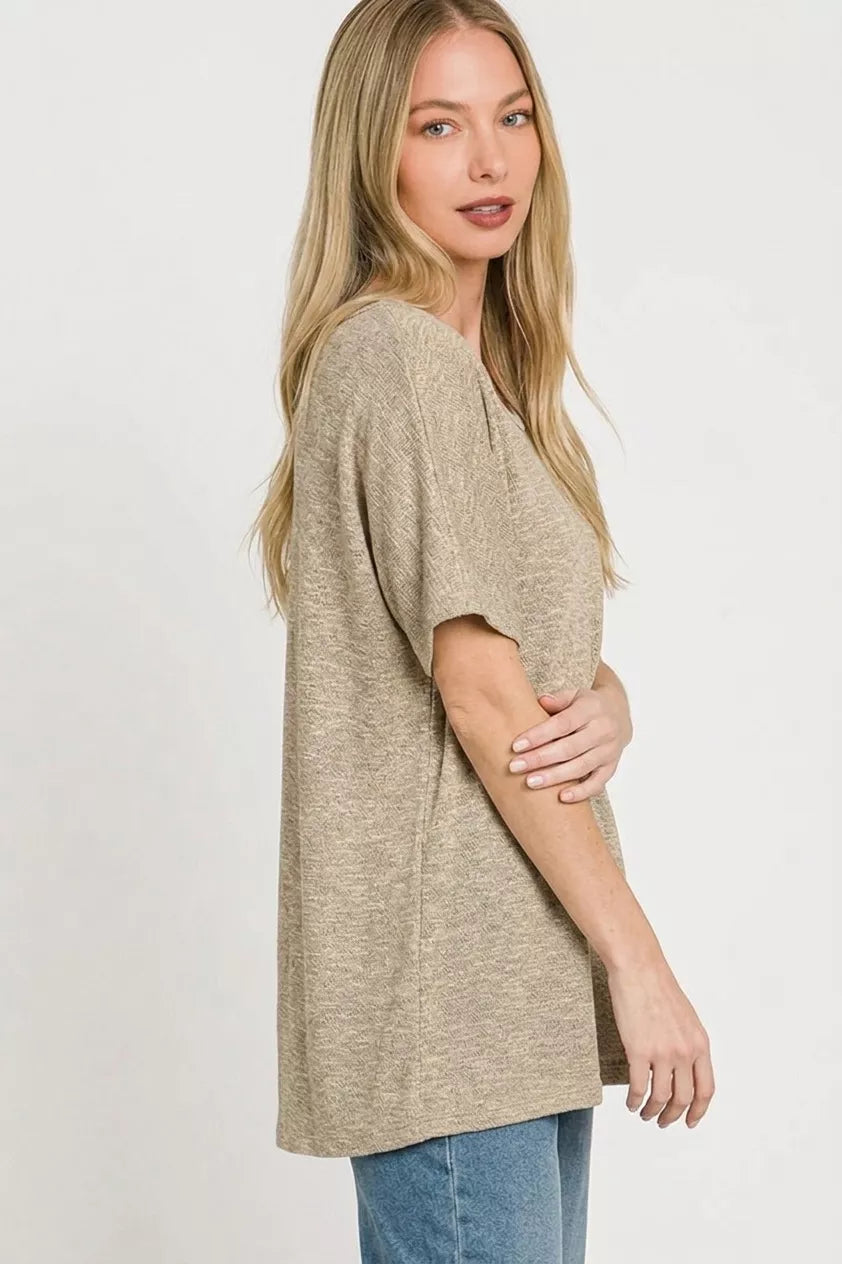 Zenana Oversized Slub Hacci Top