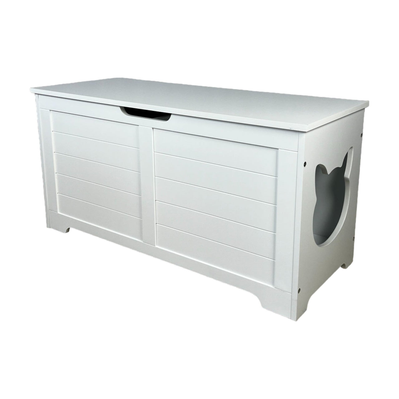 39.4' Top open Cat Litter Box Enclosure Furniture, Cat Washroom, Hidden Litter Box Cover, Cabinet for Large Cat, Dog Proof Cat Litter Boxes, Hideaway Litter Box, Cat House, White