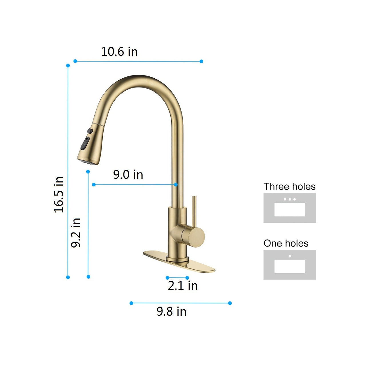 Single Handle Stainless Steel Kitchen Sink Faucet with Pull Down Sprayer
