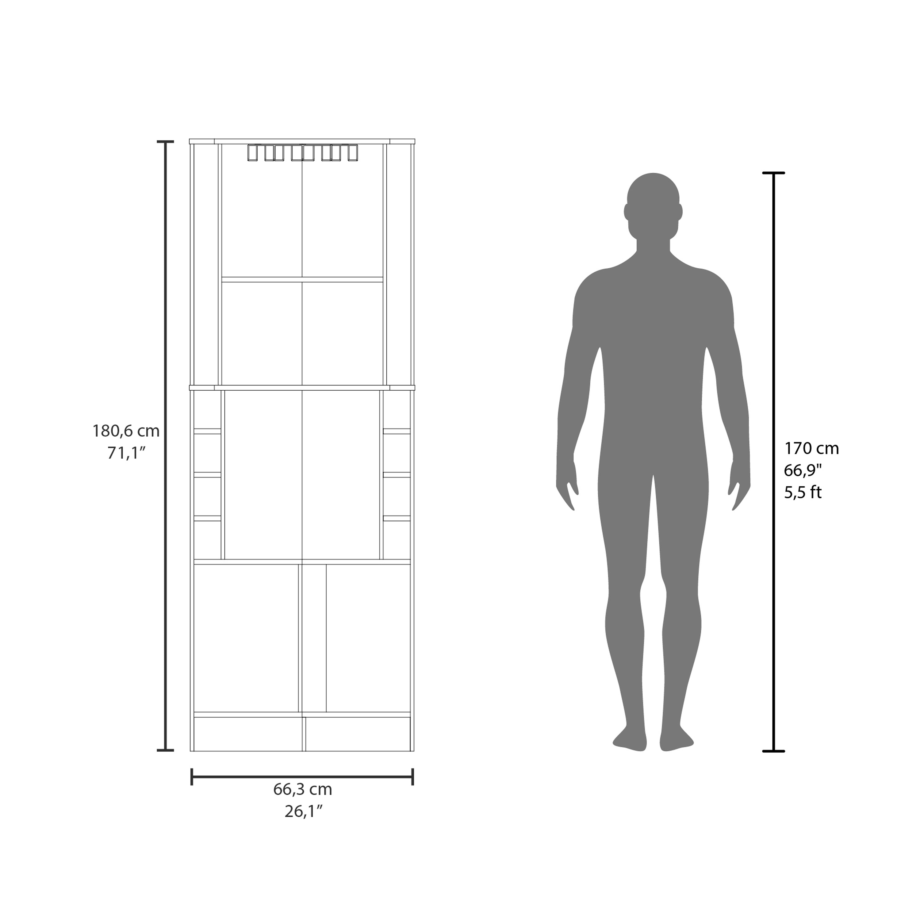 Cairo Corner Bar Cabinet with Double Door Cabinet, Glass Rack, Eight Built-in Wine Rack, Dark Walnut