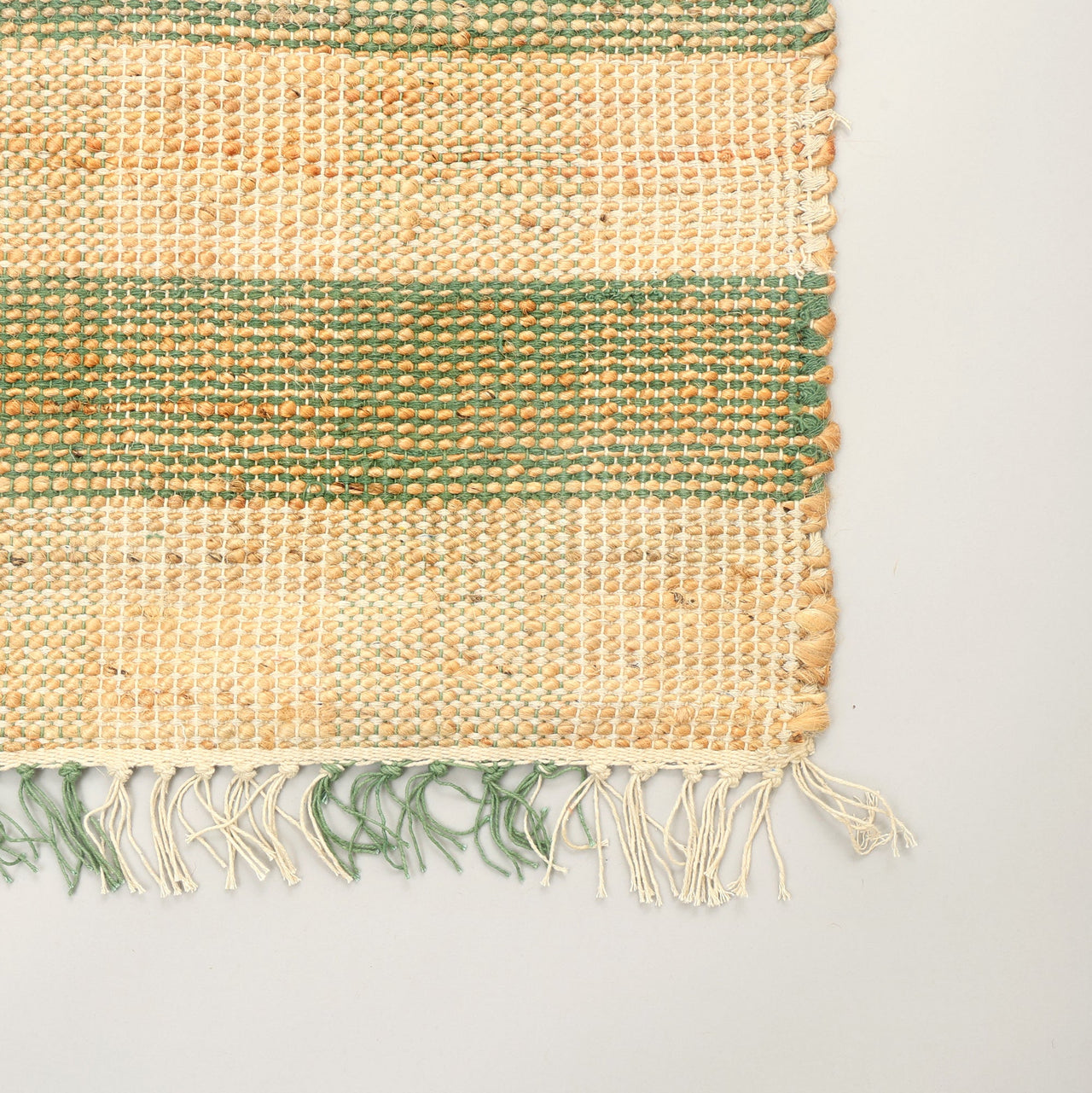 Area Rug, Jute Rug, Durable Green Plaid Rug, 8X10 ft