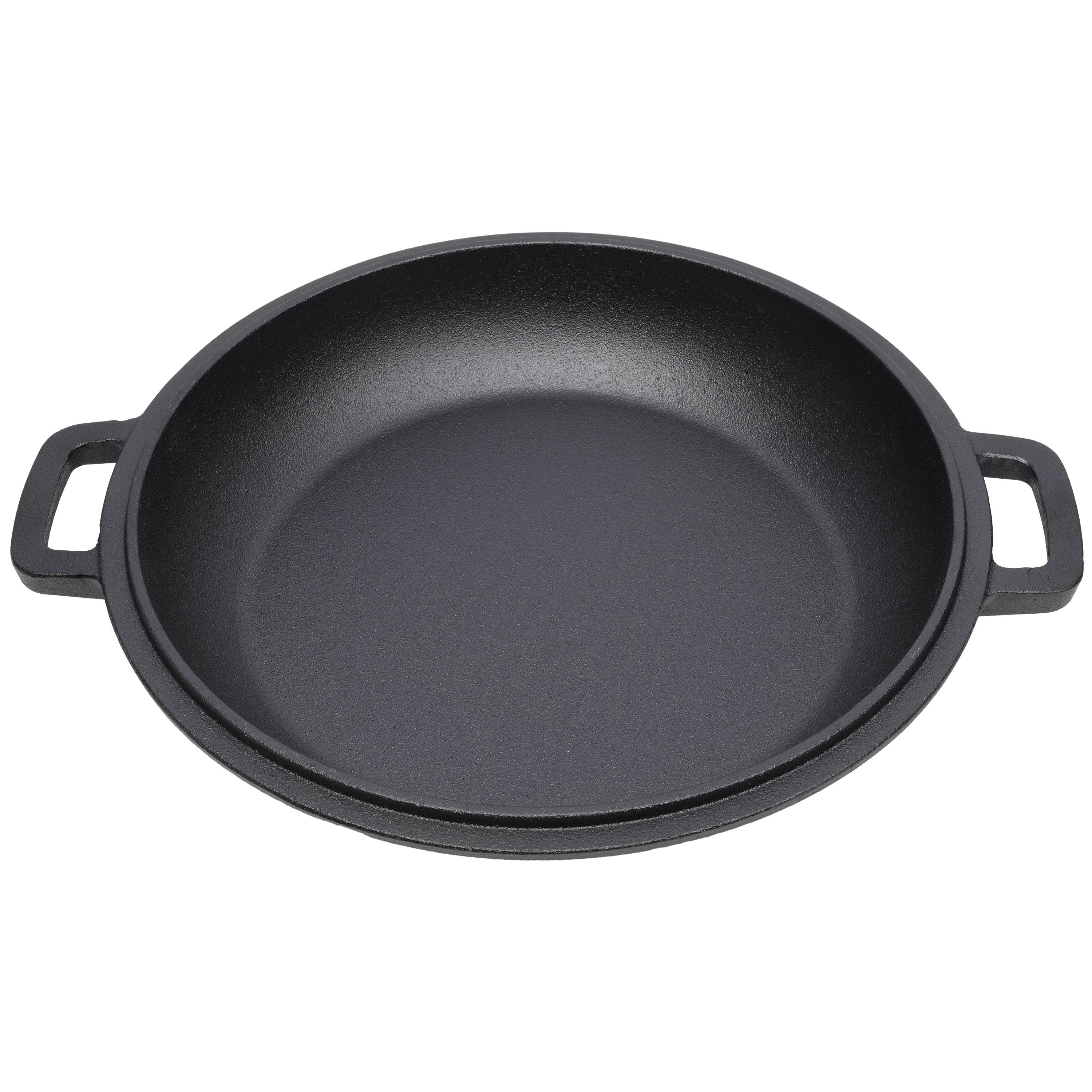2 in 1 Pre-Seasoned Cast Iron Dutch Oven With Dual Handles, Outdoor Camping Deep Pot for Camping Fireplace Cooking BBQ Baking Campfire, 5 Quart.With 1pc Iron Pot Rack.