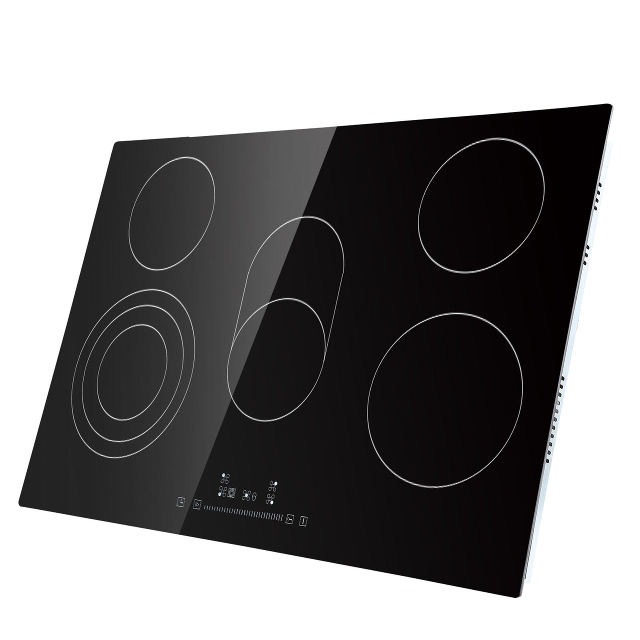 Built in Electric Stove Top, 30.3 x 20.5 inch 5 Burners, 240V Glass Radiant Cooktop with Sensor Touch Control, Timer & Child Lock Included, 9 Power Levels for Simmer Steam Slow Cook Fry