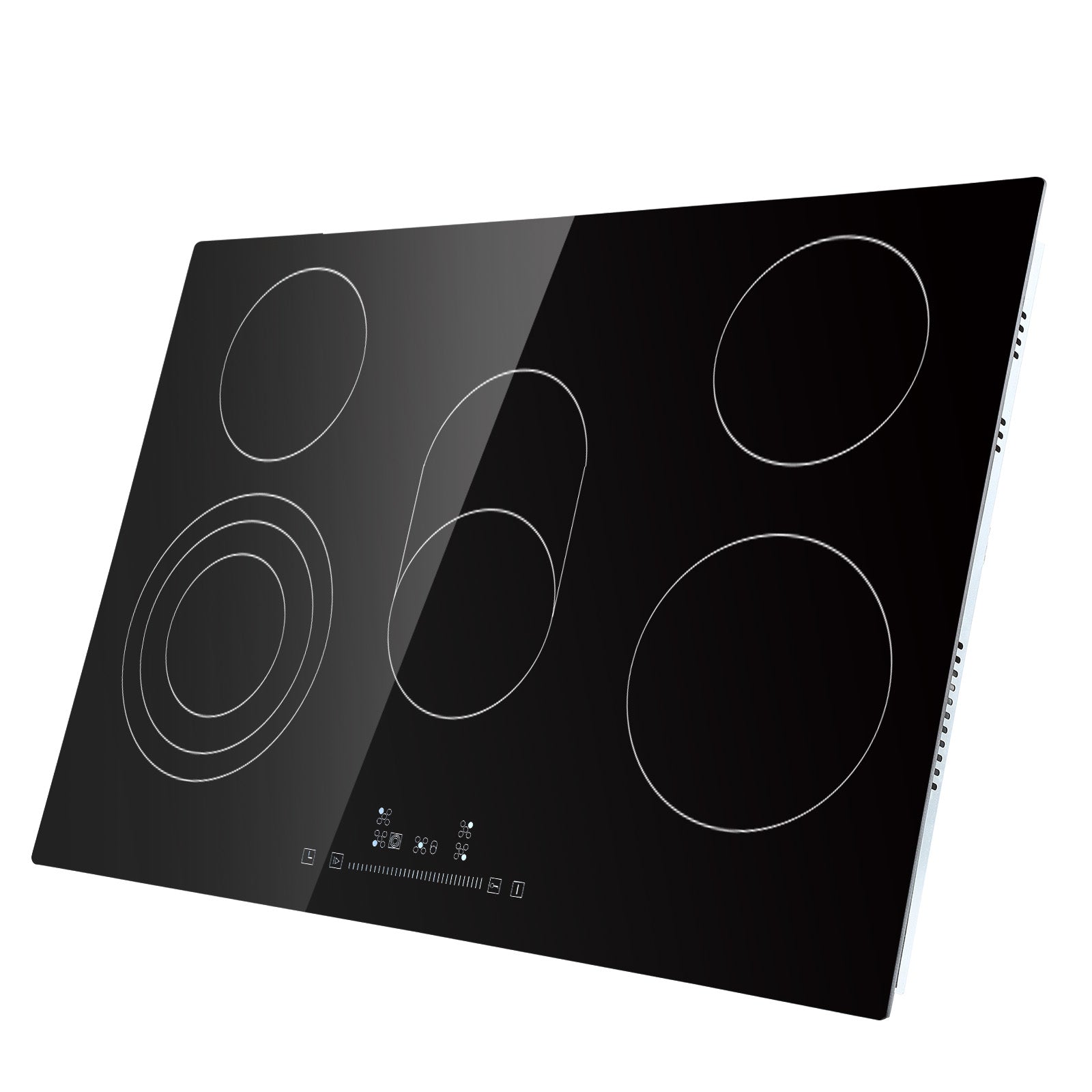 Built in Electric Stove Top, 30.3 x 20.5 inch 5 Burners, 240V Glass Radiant Cooktop with Sensor Touch Control, Timer & Child Lock Included, 9 Power Levels for Simmer Steam Slow Cook Fry