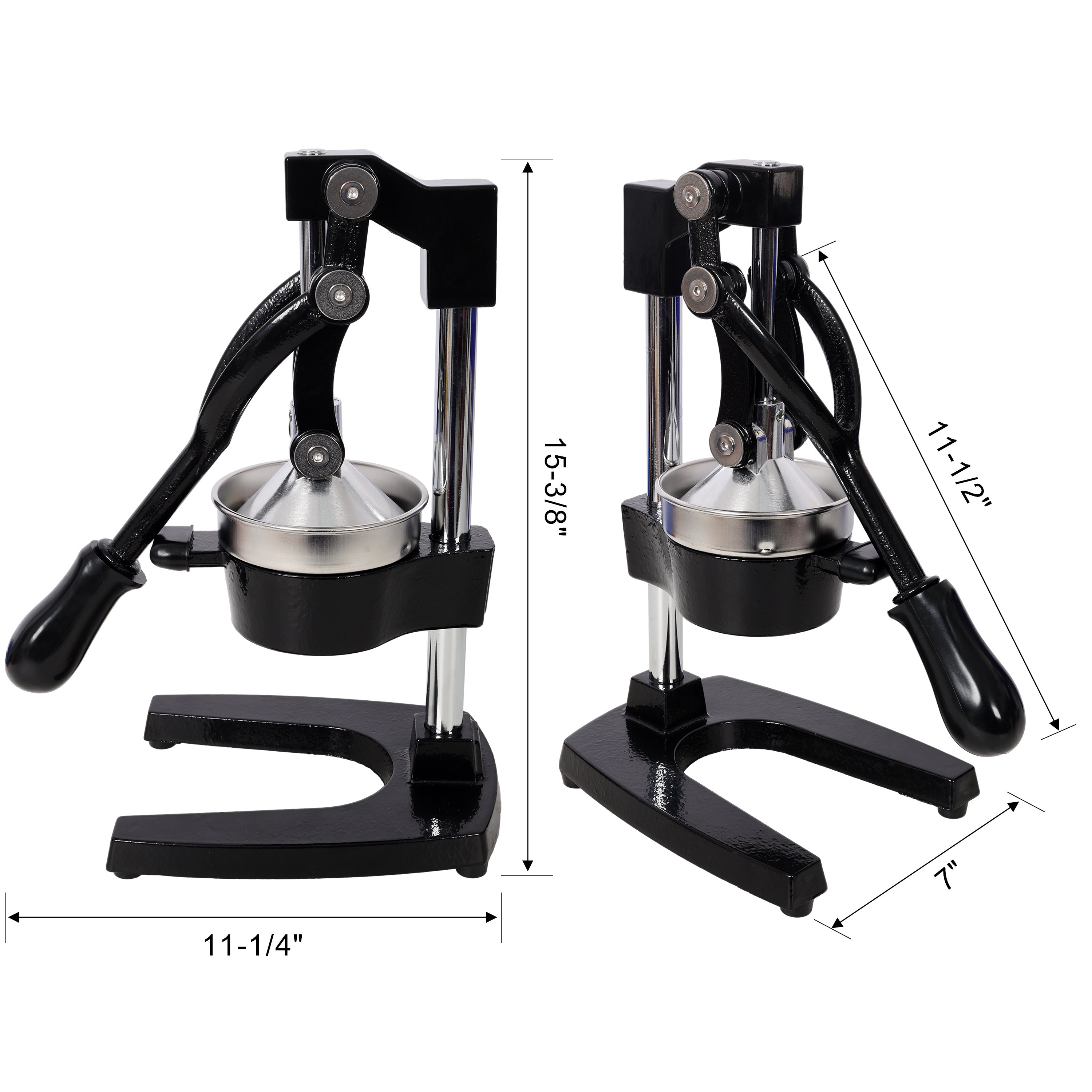 Cast Iron Citrus Juicer , Extra-Large Commercial Grade Manual Hand Press , Heavy Duty Countertop Squeezer for Fresh Orange Juice ,Black Color