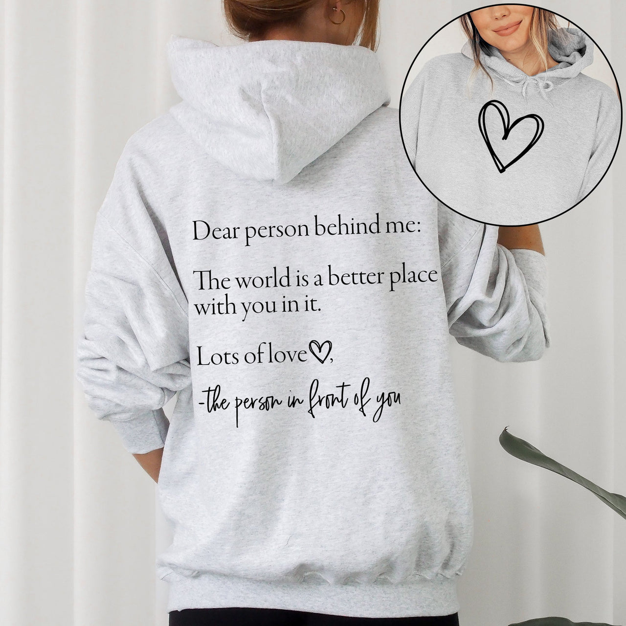 Dear Person Behind Me Heart Positivity Kindness Mental Health Awareness Hooded Sweatshirt