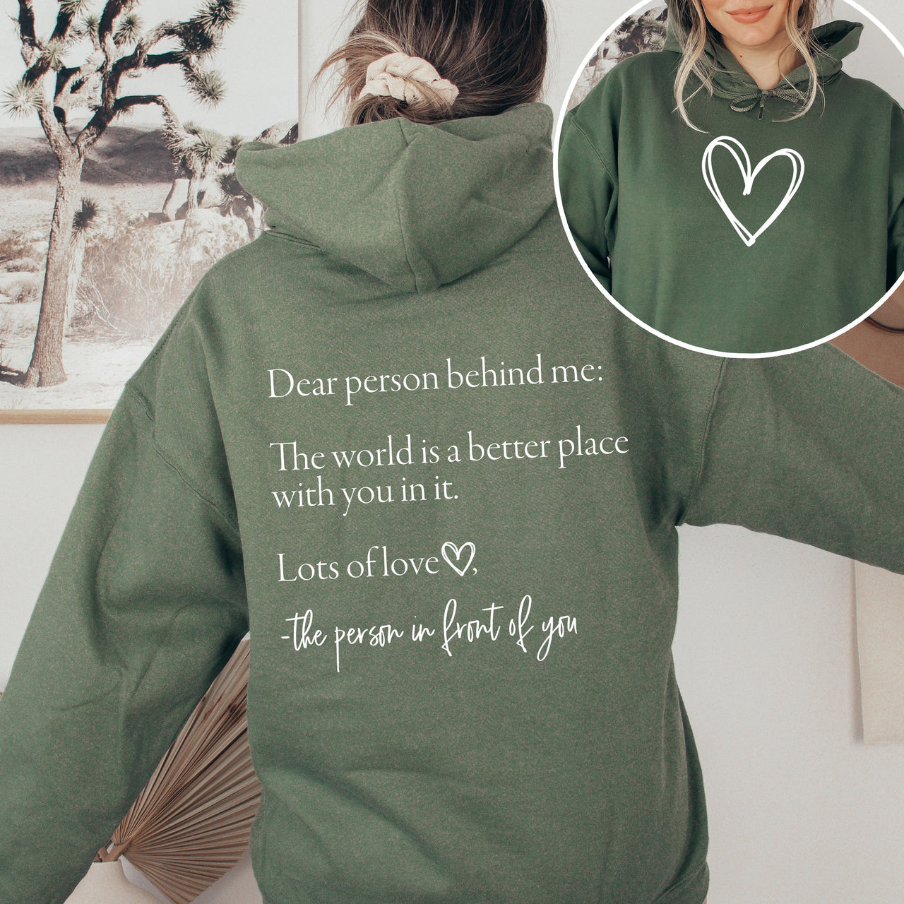 Dear Person Behind Me Heart Positivity Kindness Mental Health Awareness Hooded Sweatshirt
