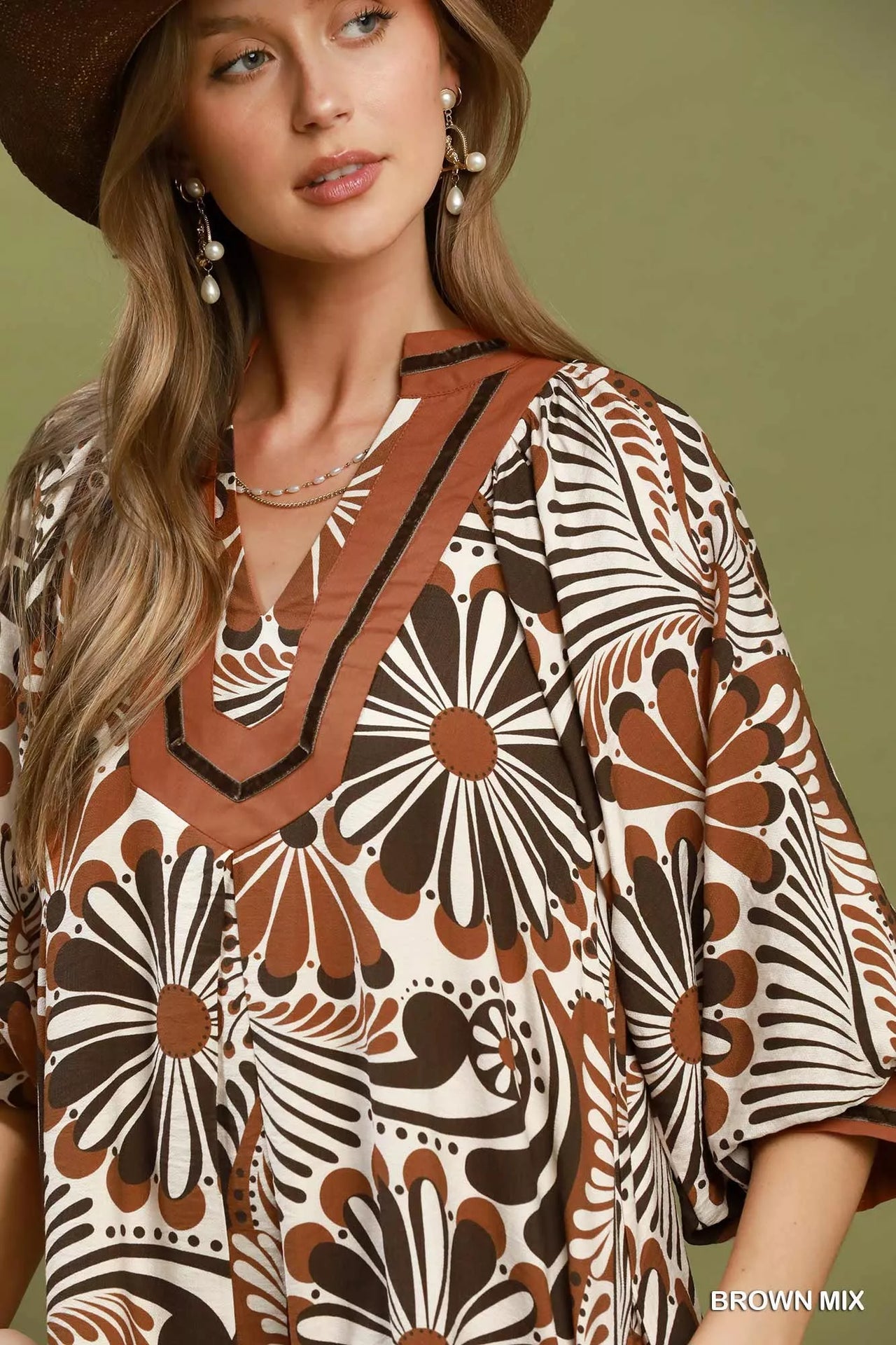 Umgee Abstract Print Midi Dress