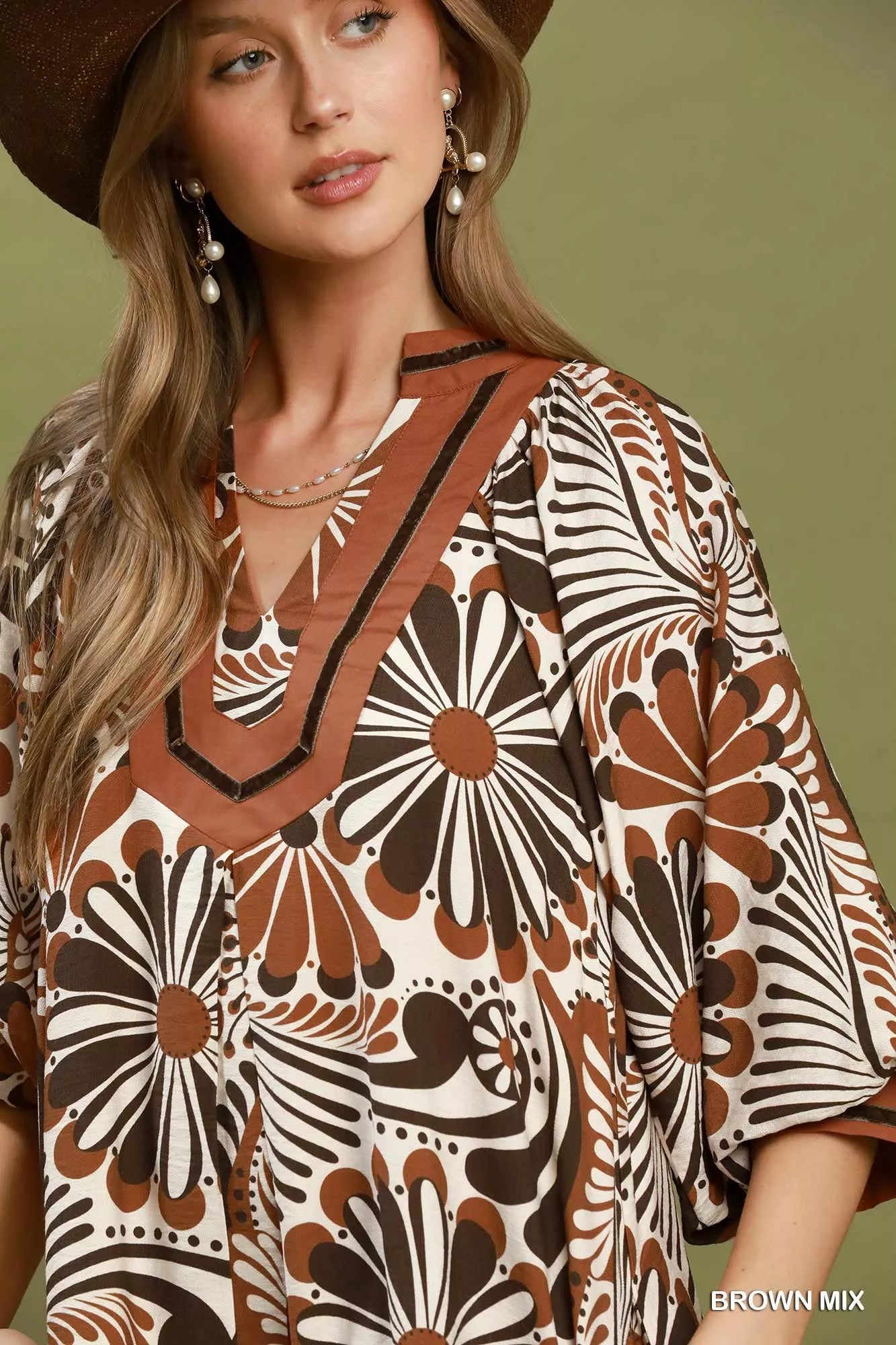 Umgee Abstract Print Midi Dress
