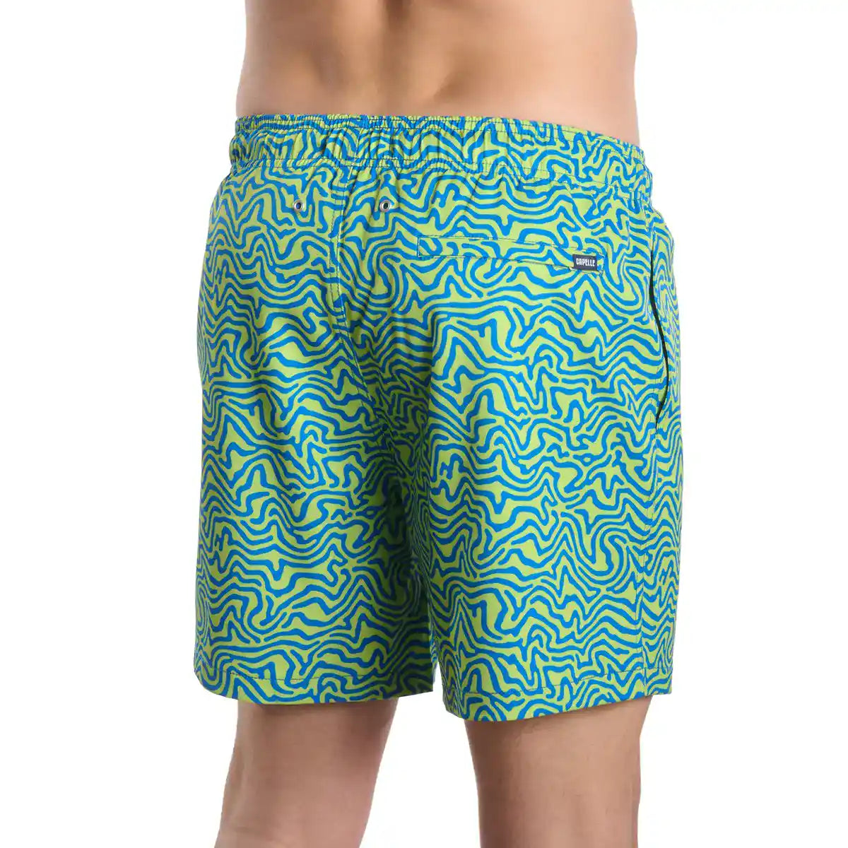 Men’s Premium Compression-Lined Hybrid Shorts – Deco Maze-Key Lime