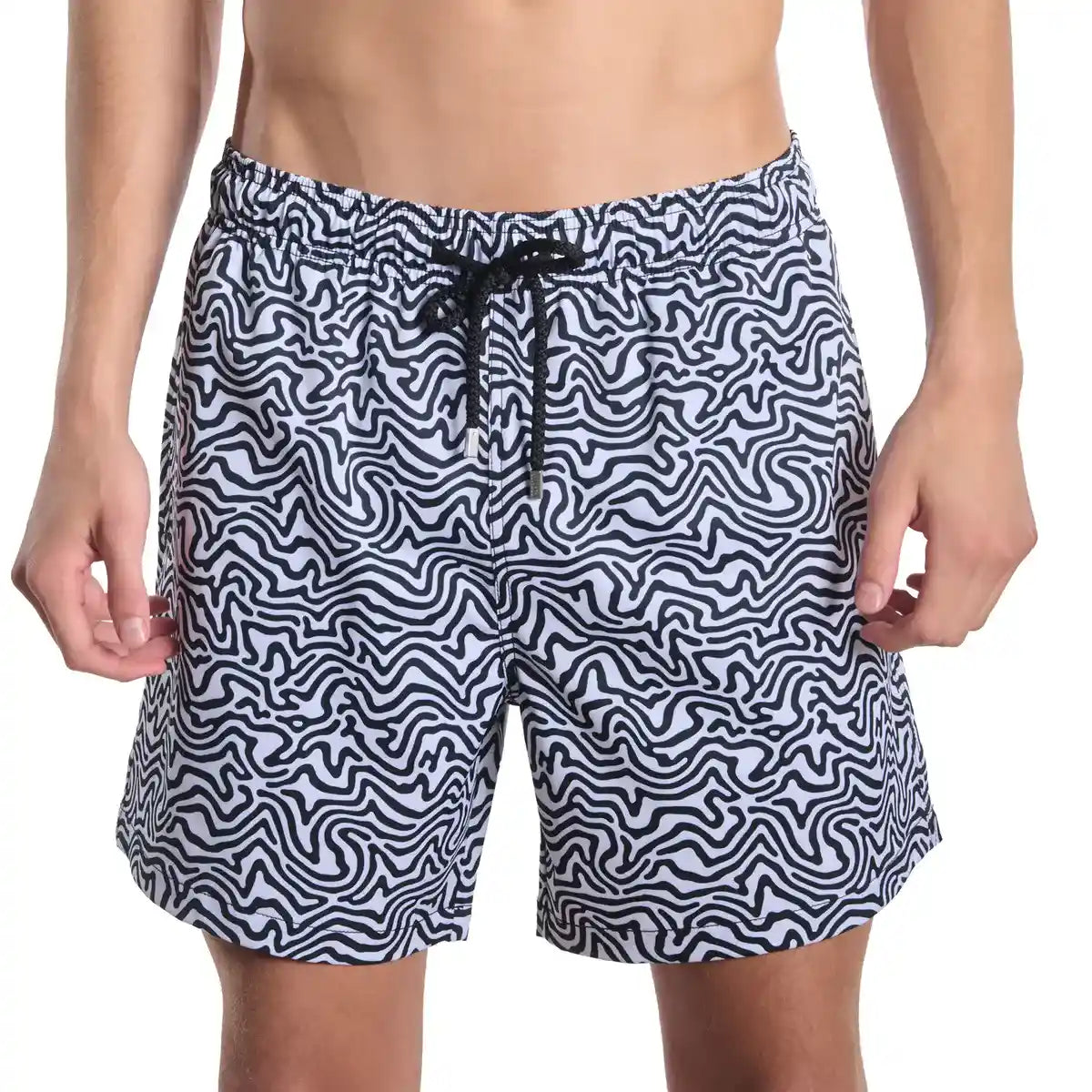 Men’s Premium Compression-Lined Hybrid Shorts – Deco Maze - Surf and Storm