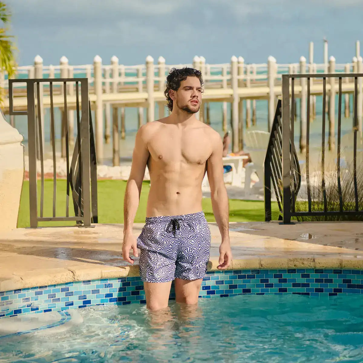 Men’s Premium Compression-Lined Hybrid Shorts – Deco Maze - Surf and Storm
