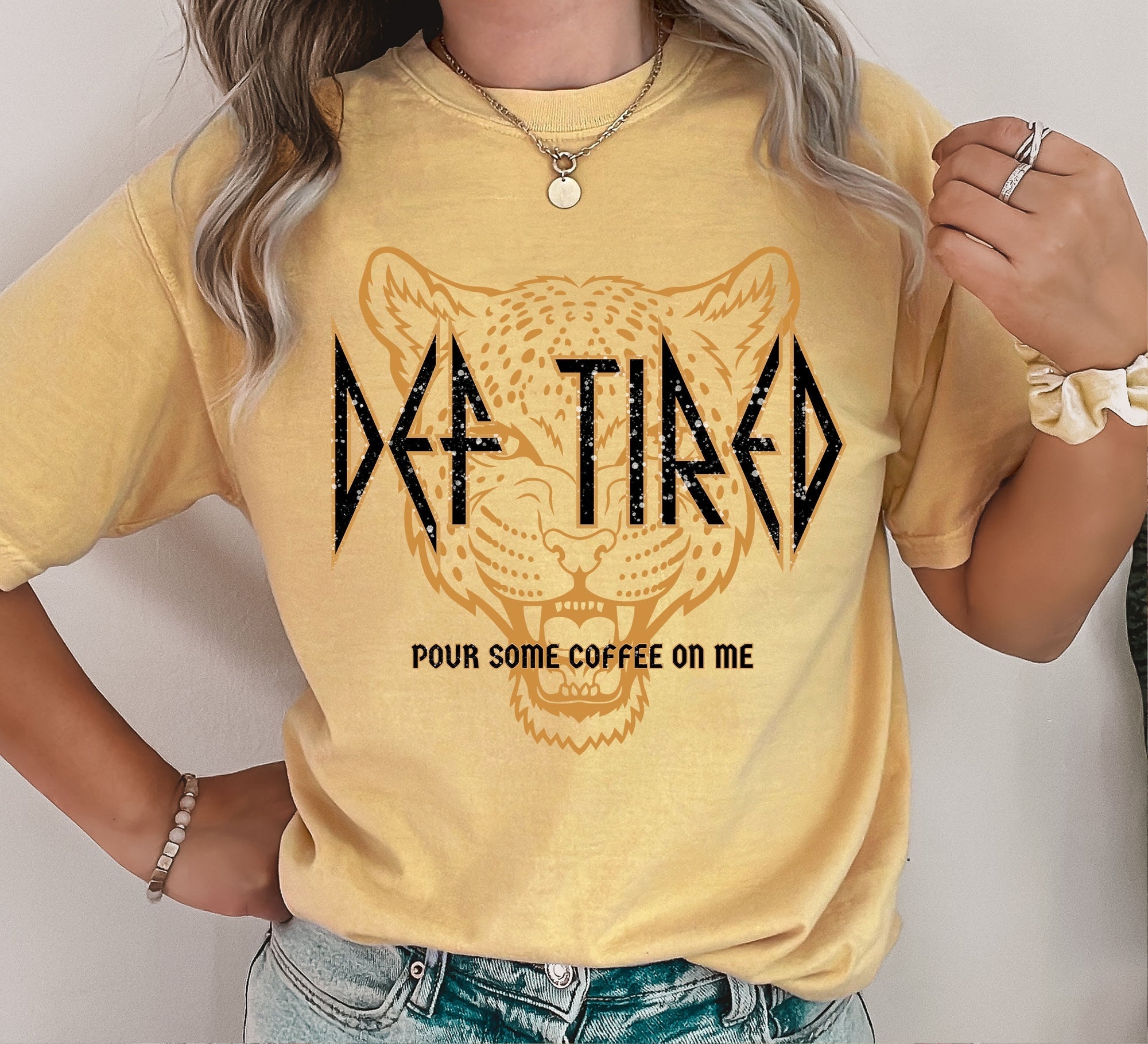 Def Tired Leopard Music Comfort Colors Tee