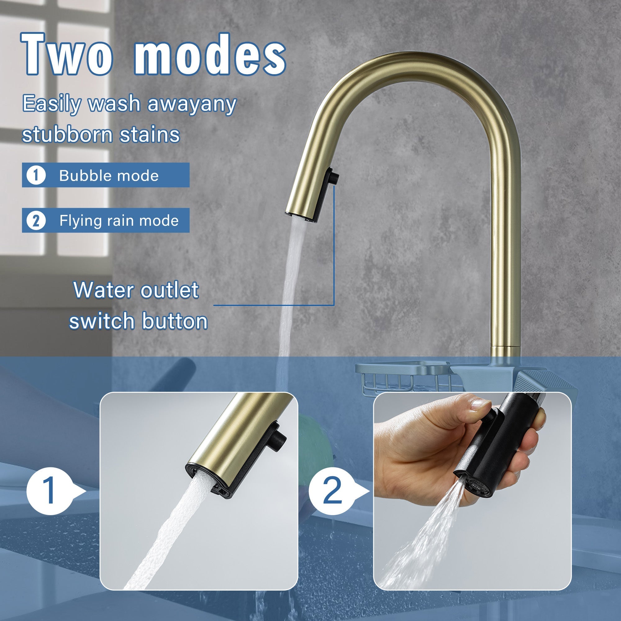 CINCOSKY High Arc Pull-Down Kitchen Faucet with Dual Function Sprayer in Brushed Gold Stainless Steel