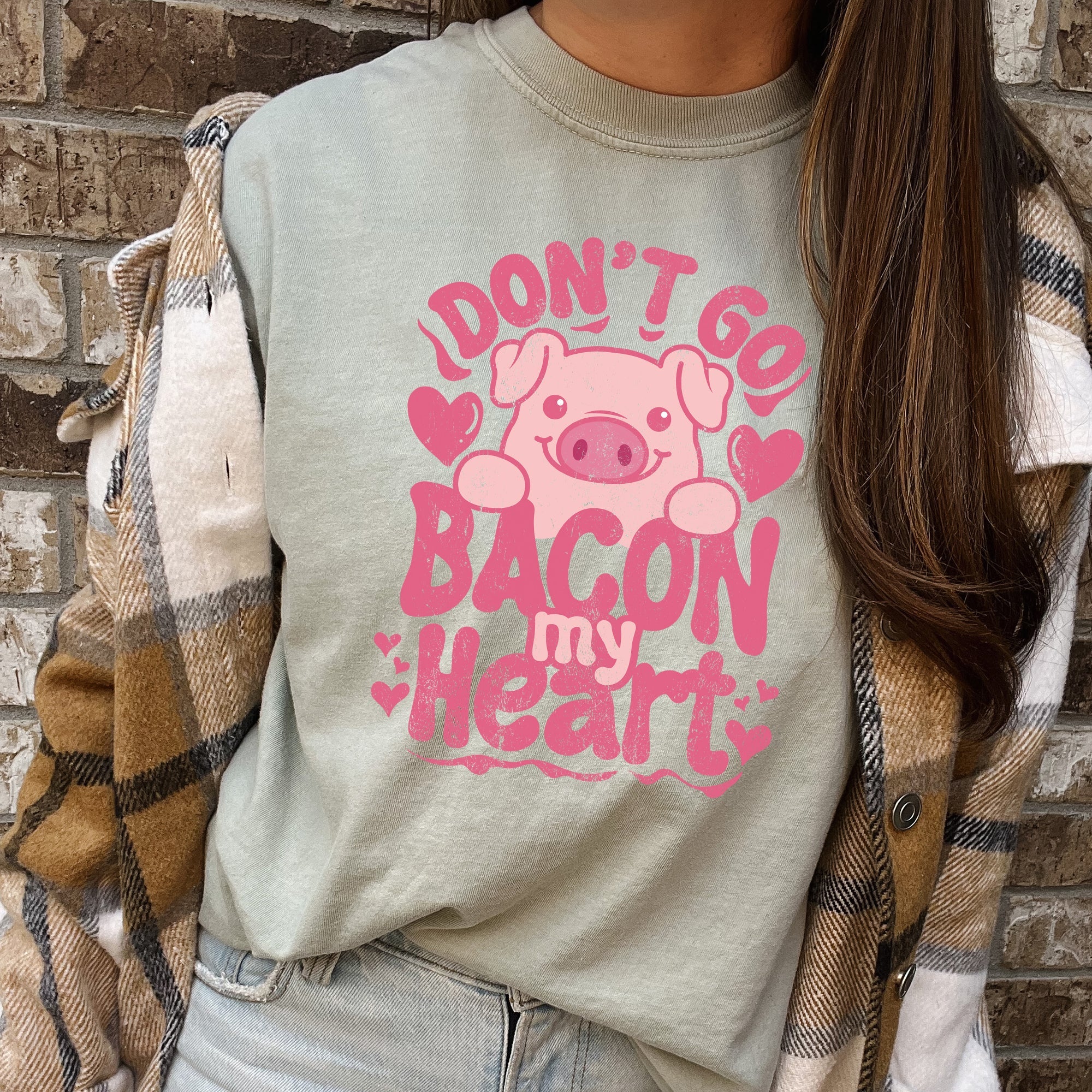 Don't Go Bacon My Heart Pig Valentine's Day Design Pig Lovers Limited Edition Comfort Colors Tee