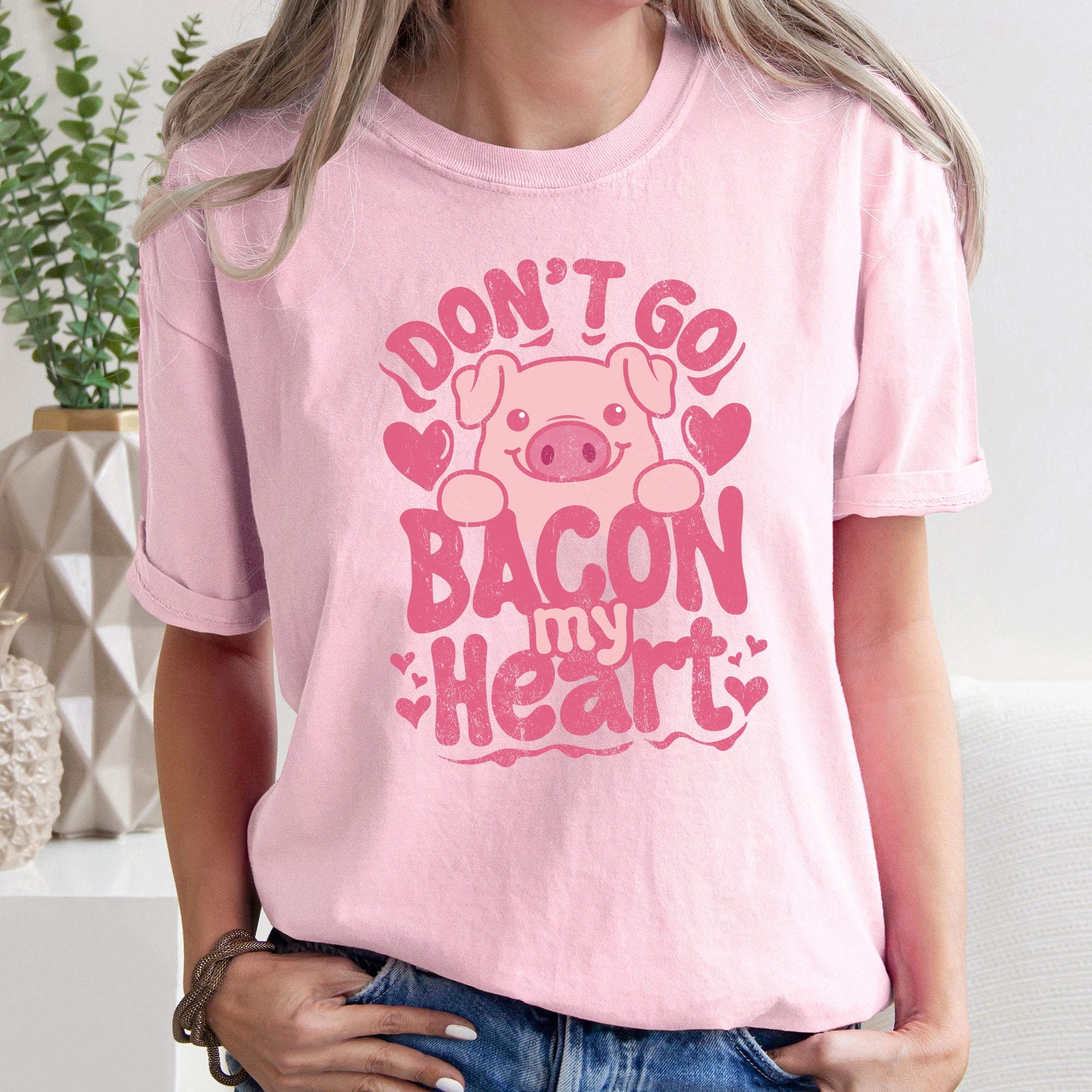Don't Go Bacon My Heart Pig Valentine's Day Design Pig Lovers Limited Edition Comfort Colors Tee