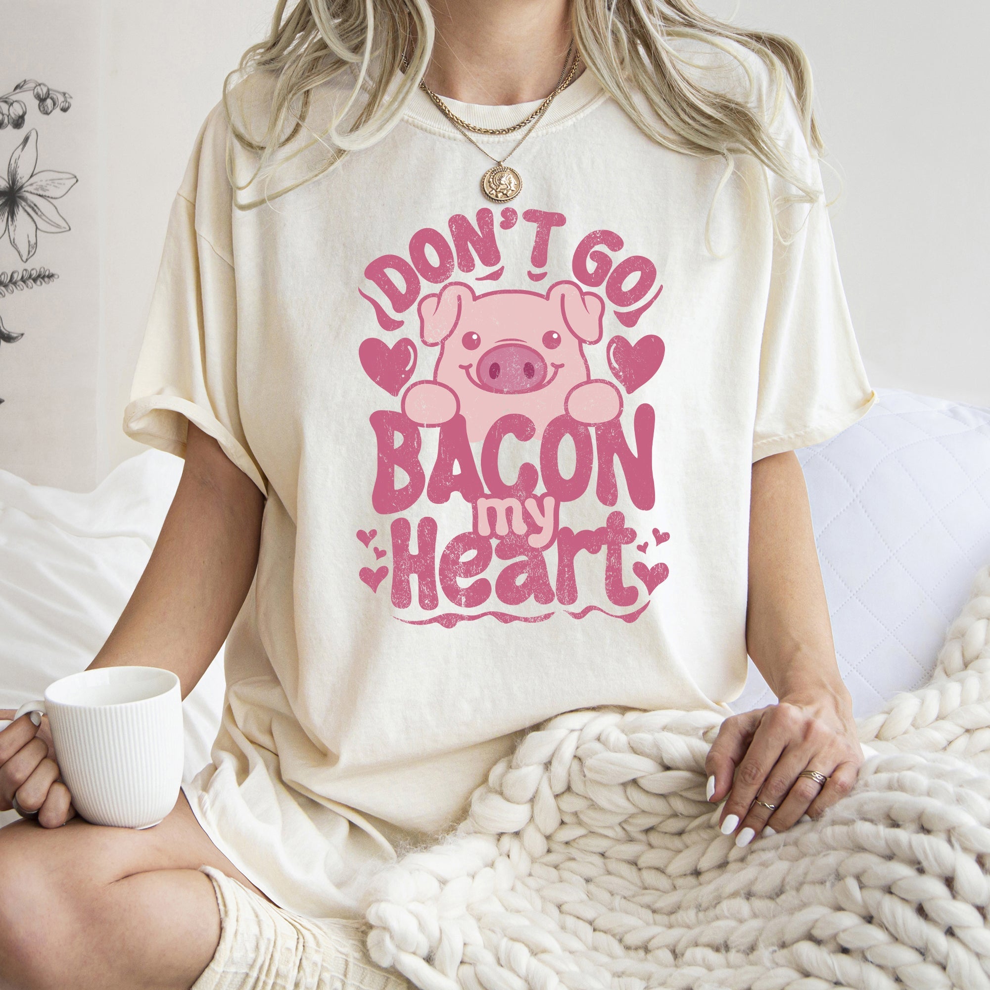 Don't Go Bacon My Heart Pig Valentine's Day Design Pig Lovers Limited Edition Comfort Colors Tee