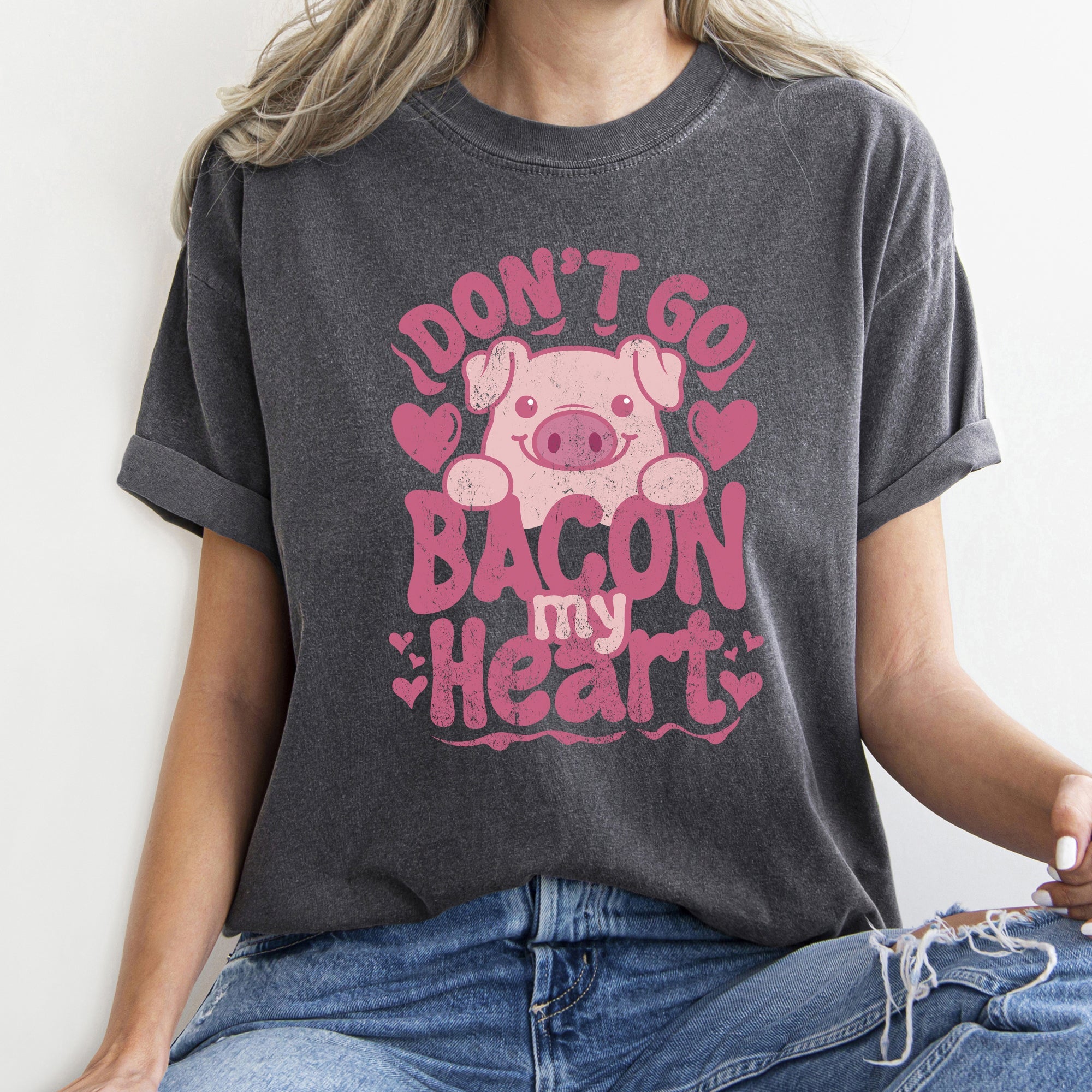Don't Go Bacon My Heart Pig Valentine's Day Design Pig Lovers Limited Edition Comfort Colors Tee