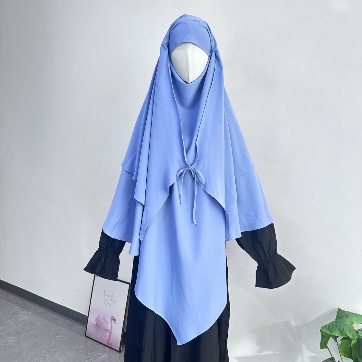 Double Layer Tie-Front Khimar(MK033)