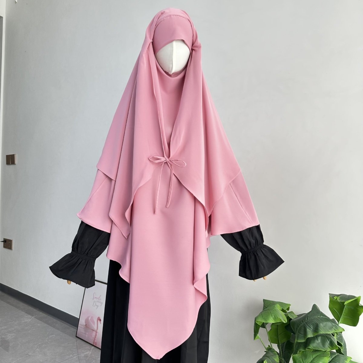 Double Layer Tie-Front Khimar(MK033)
