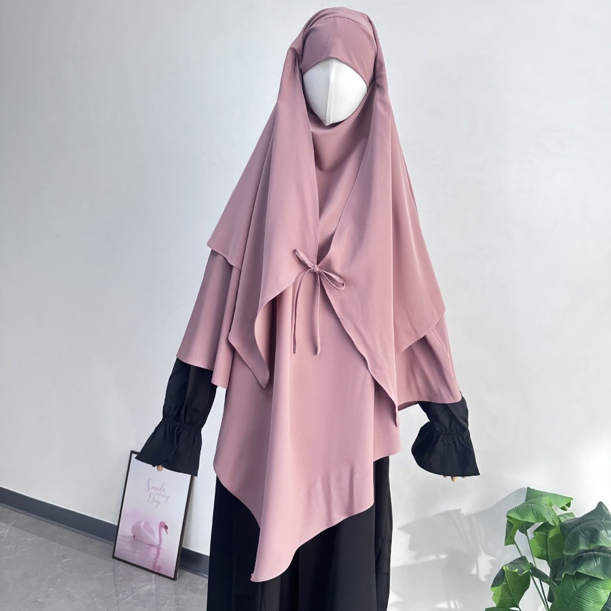 Double Layer Tie-Front Khimar(MK033)