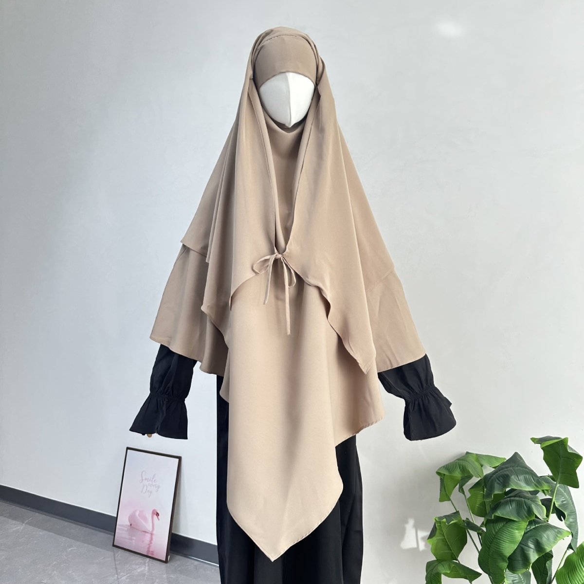 Double Layer Tie-Front Khimar(MK033)