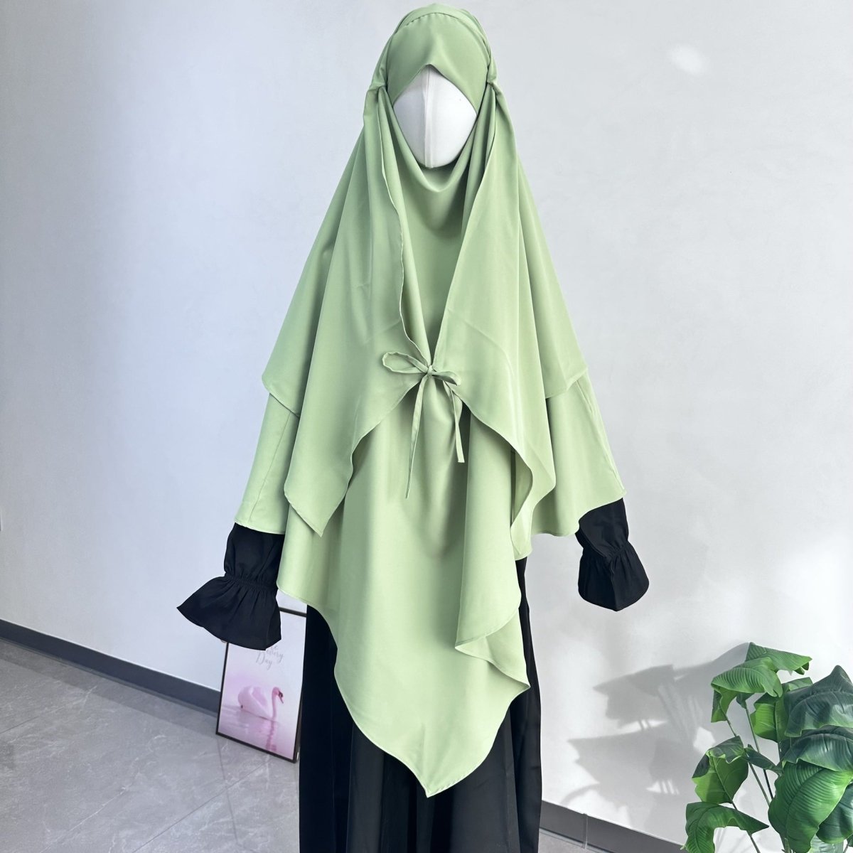 Double Layer Tie-Front Khimar(MK033)