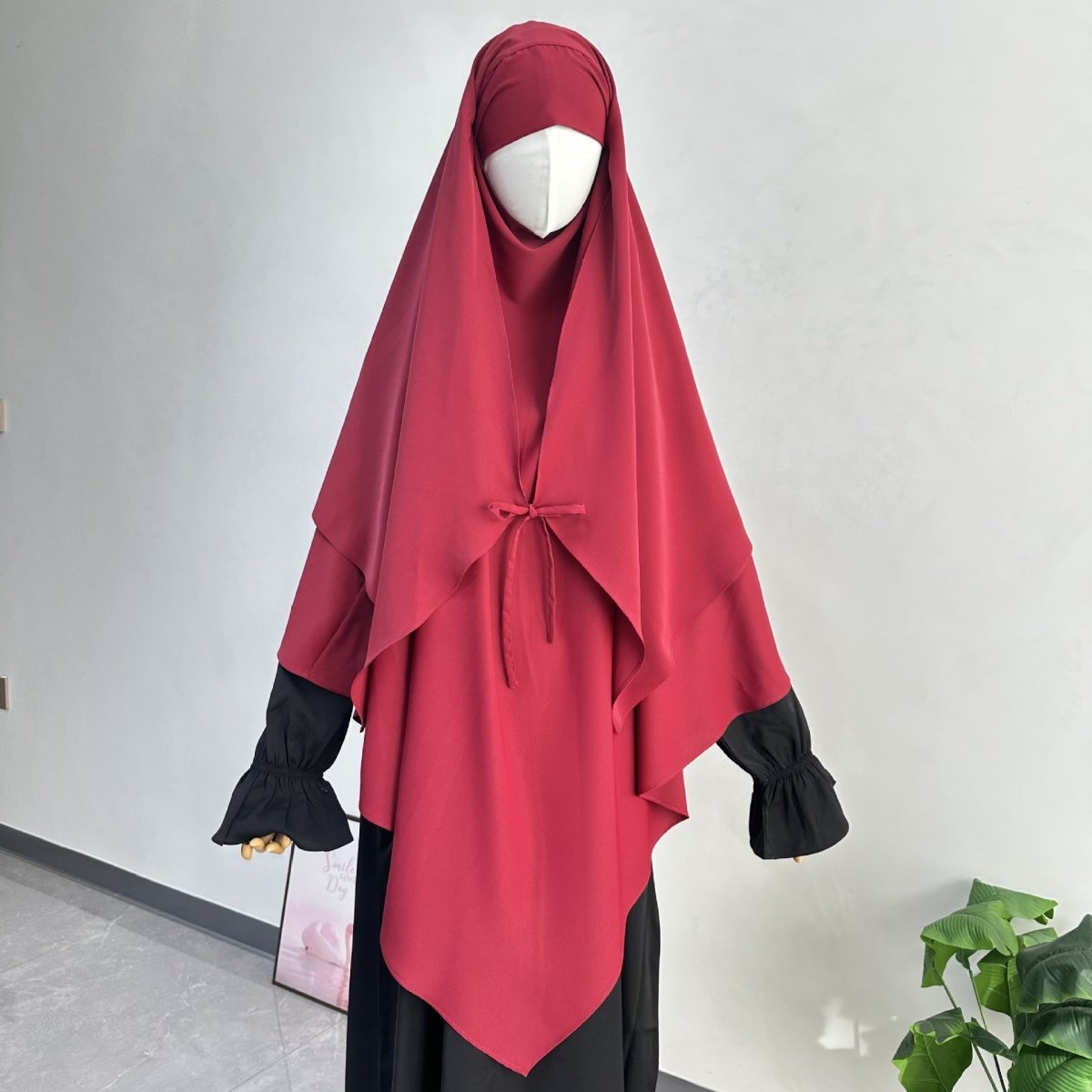 Double Layer Tie-Front Khimar(MK033)