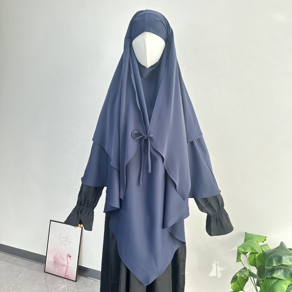 Double Layer Tie-Front Khimar(MK033)