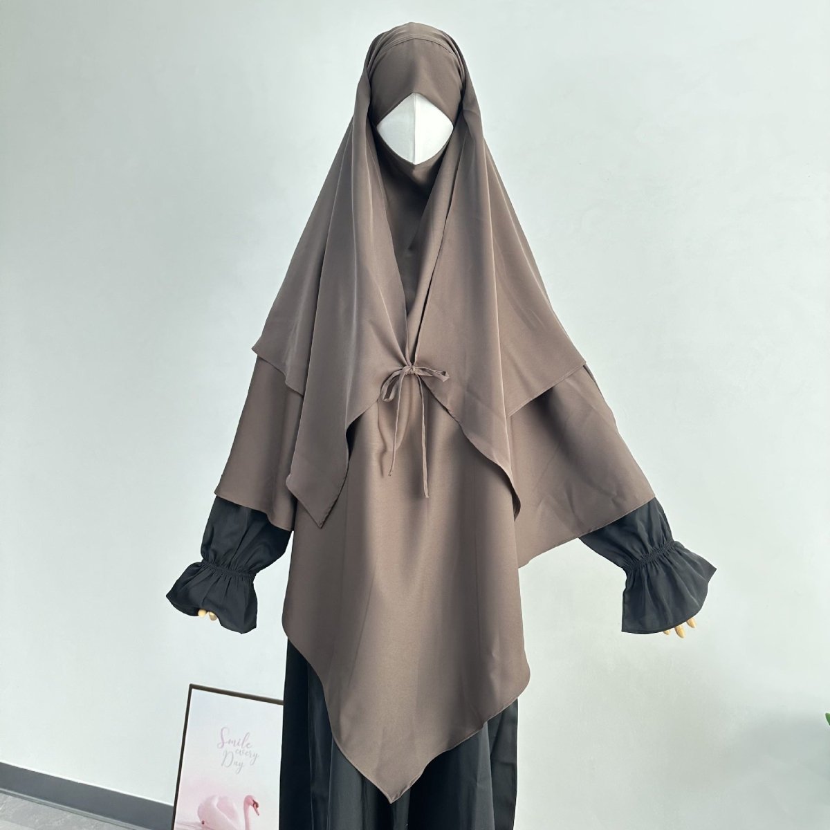 Double Layer Tie-Front Khimar(MK033)