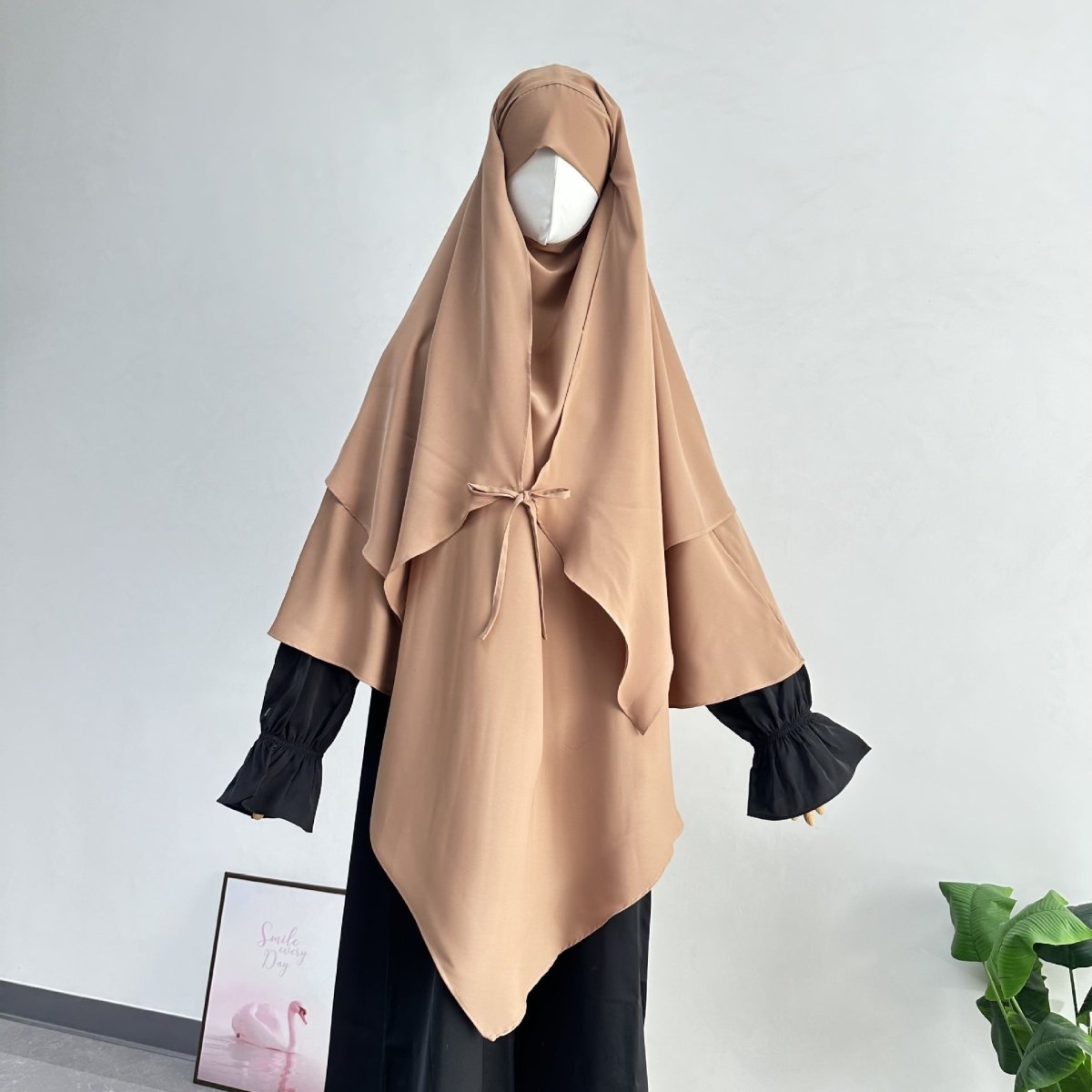 Double Layer Tie-Front Khimar(MK033)