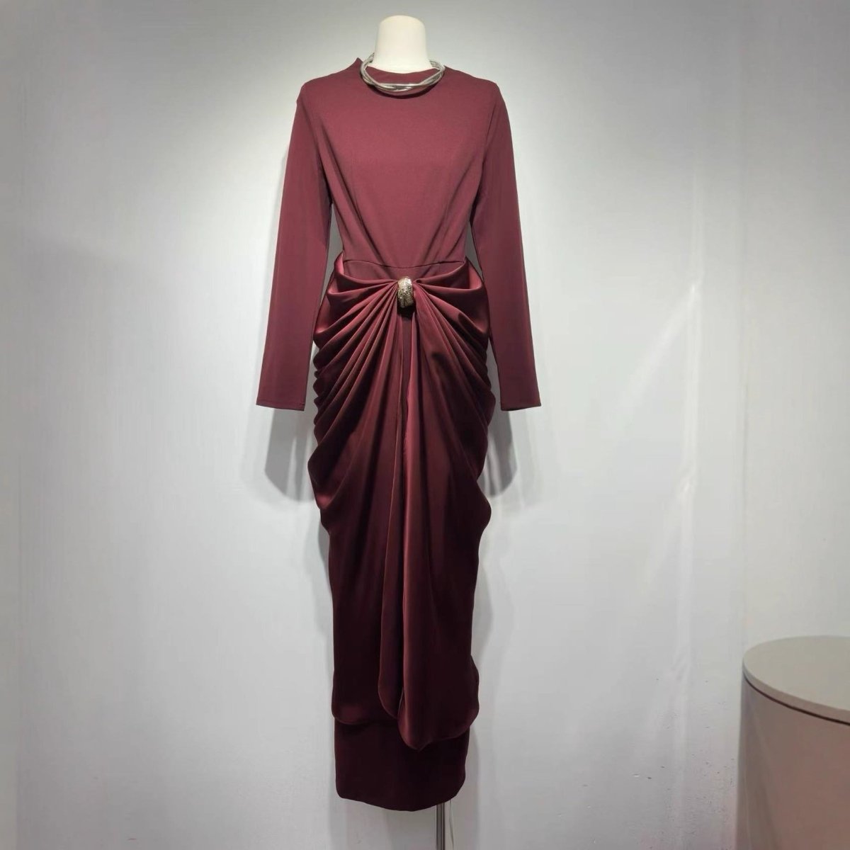 Draped Jersey Maxi Dress(MS386)