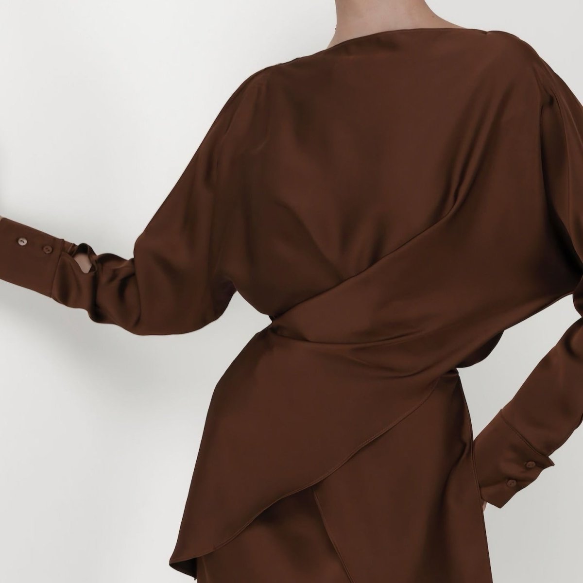 Draped Wrap Top & Maxi Skirt Set(MS333)