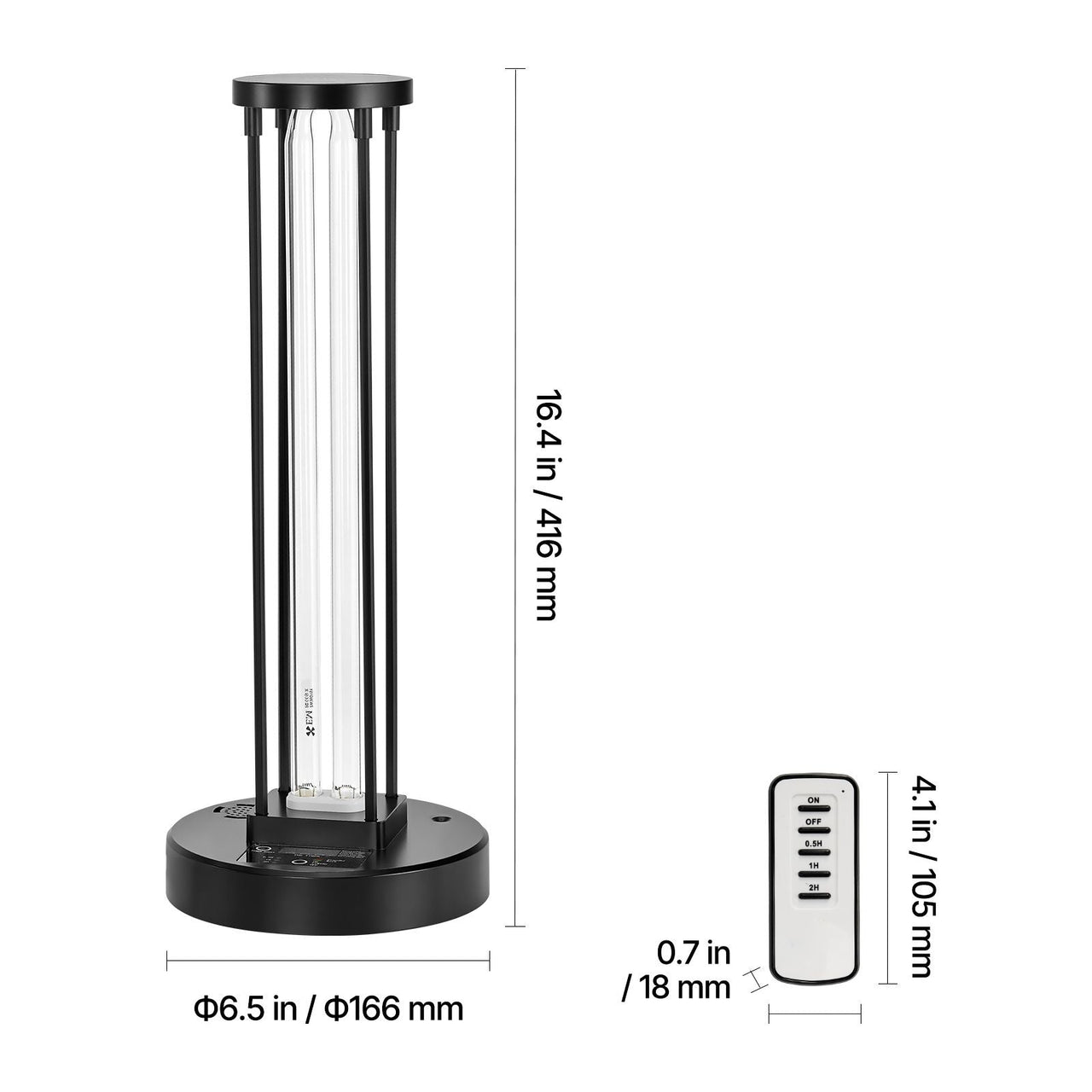 UV Light, 36W Ultraviolet Lamp with Ozone Purifier, UVC Lamp with 30/60/120 Minutes 3-Gear Timer and Remote Control, for Room up to 400 sqft, UVO Lights for Living Room, Bedroom, Hotel, School