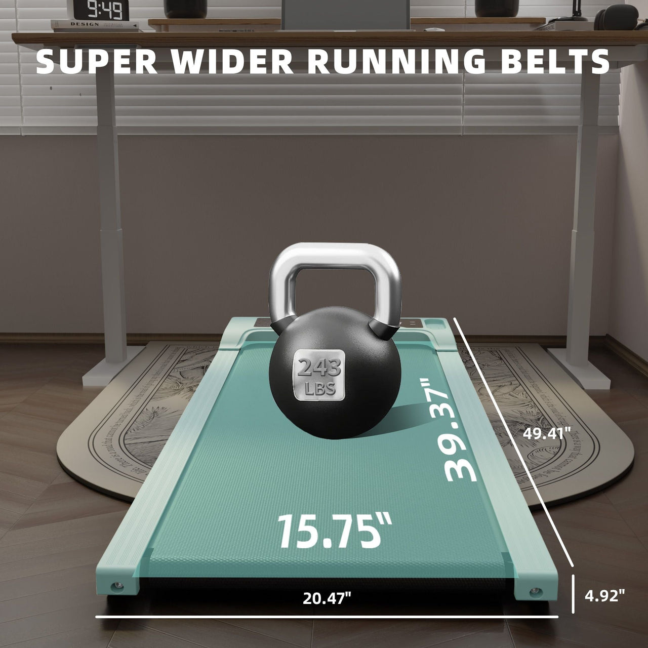Walking Pad Under Desk Treadmill, Portable Small Treadmills for Home and Office, Super Quiet Motorized Walking Jogging Running Machine with Remote Control