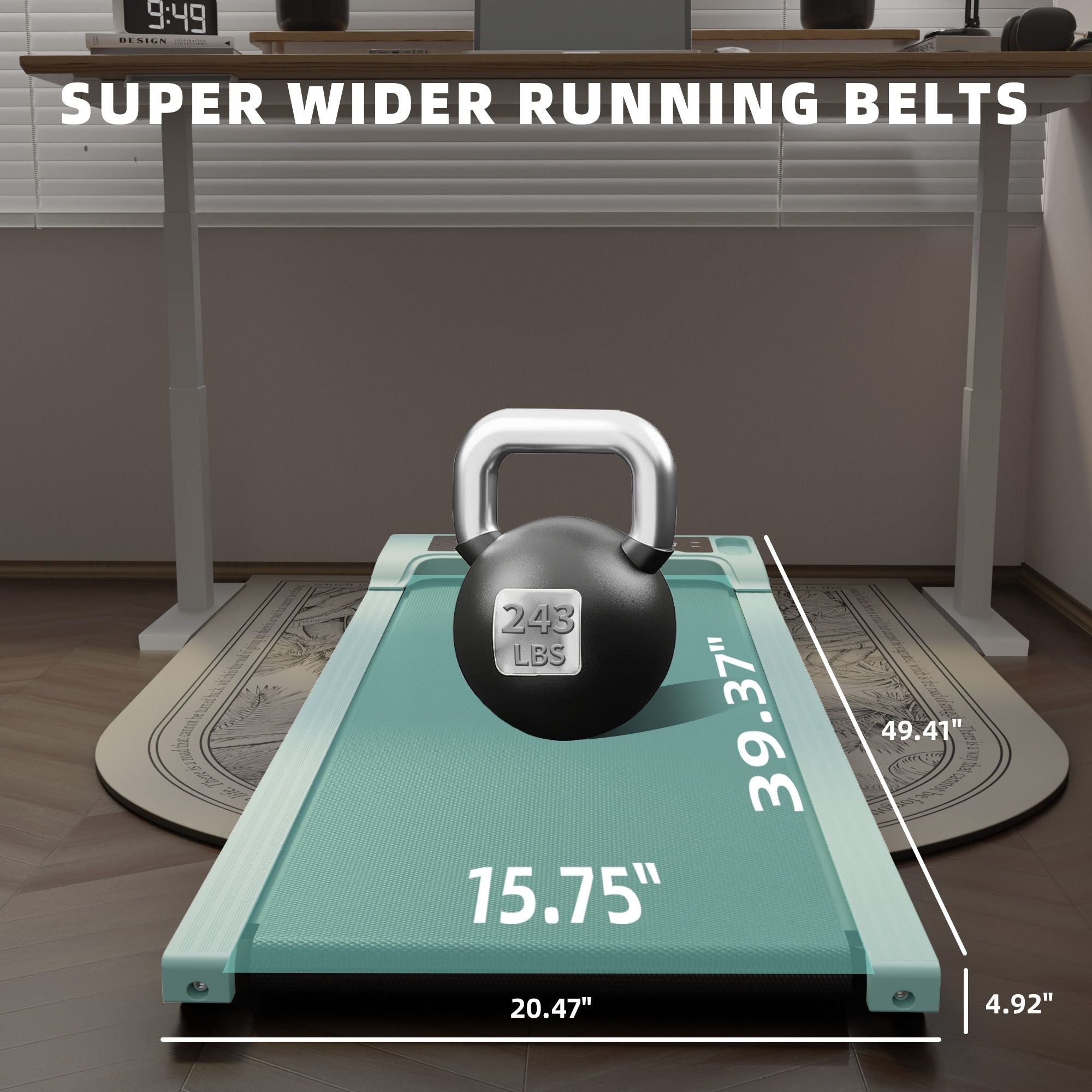 Walking Pad Under Desk Treadmill, Portable Small Treadmills for Home and Office, Super Quiet Motorized Walking Jogging Running Machine with Remote Control