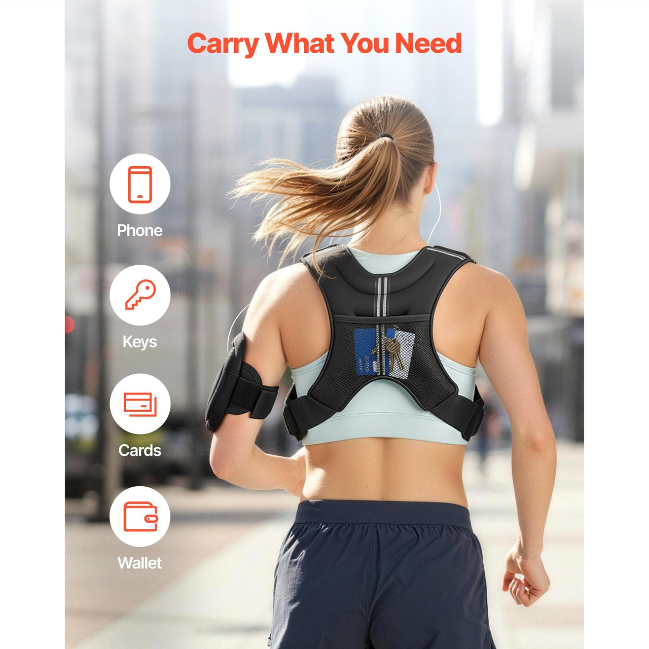 Weighted Vest, 8 lbs Body Weight Vest for Men Women, with Reflective Stripe, Adjustable Buckle, Workout Equipment for Strength Training, Running, Jogging, Fitness, Muscle Building, Weight Loss