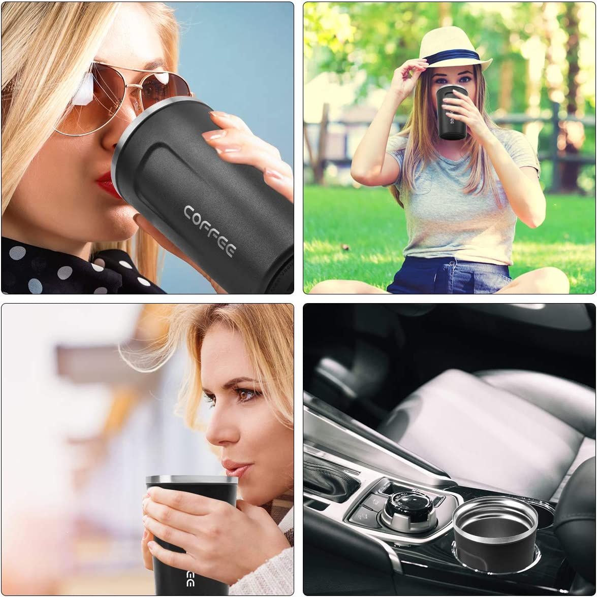 12 oz Stainless Steel Vacuum Insulated Tumbler - Coffee Travel Mug Spill Proof with Lid - T hermos Cup for Keep Hot/Ice Coffee; Tea and Beer